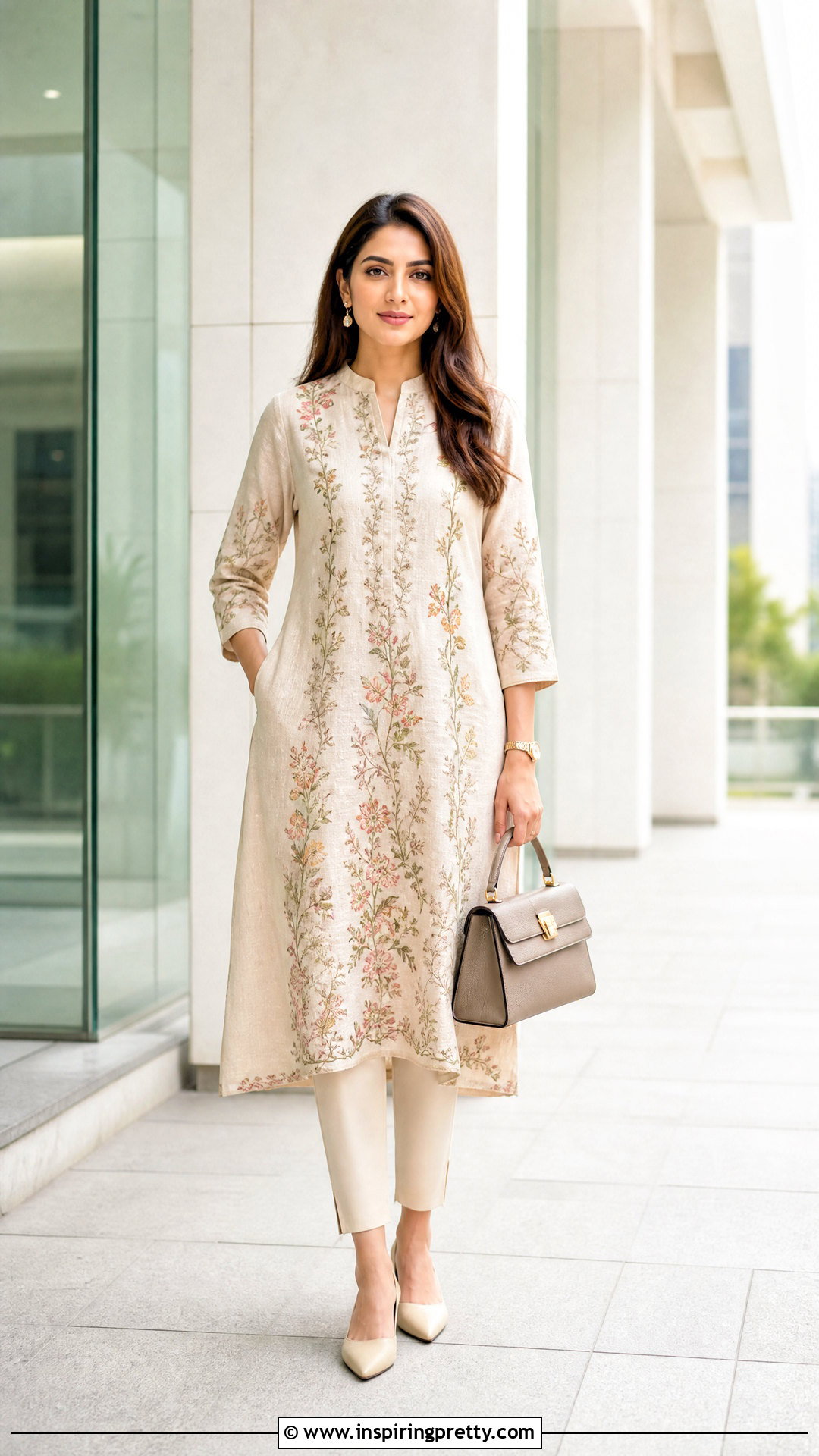 A Line Kurti With Cigarette Pants - 50 traditional tops for women