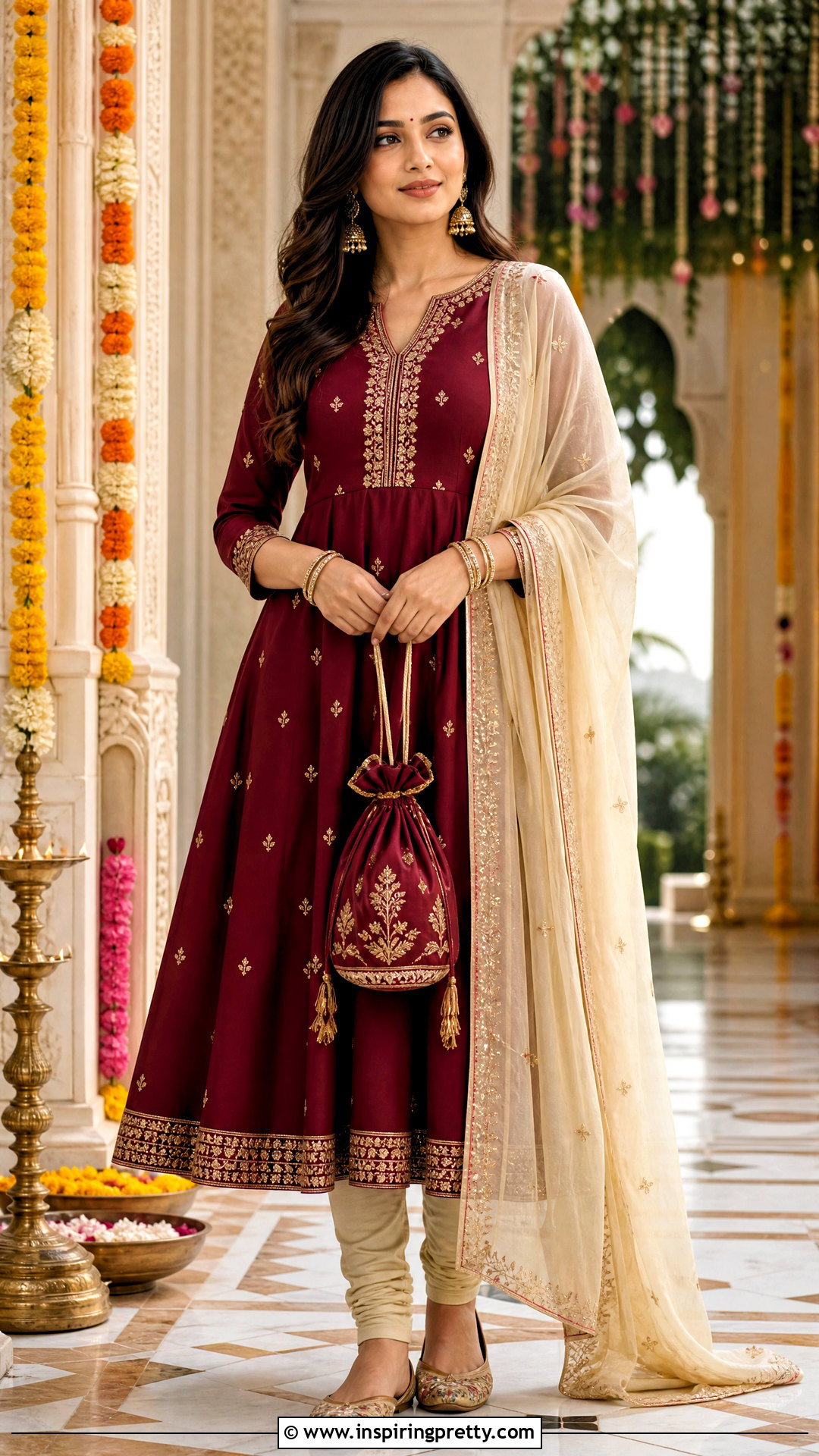 A Line Long Kurtha Top With Churidar Pants - 20 long kurtha tops for women