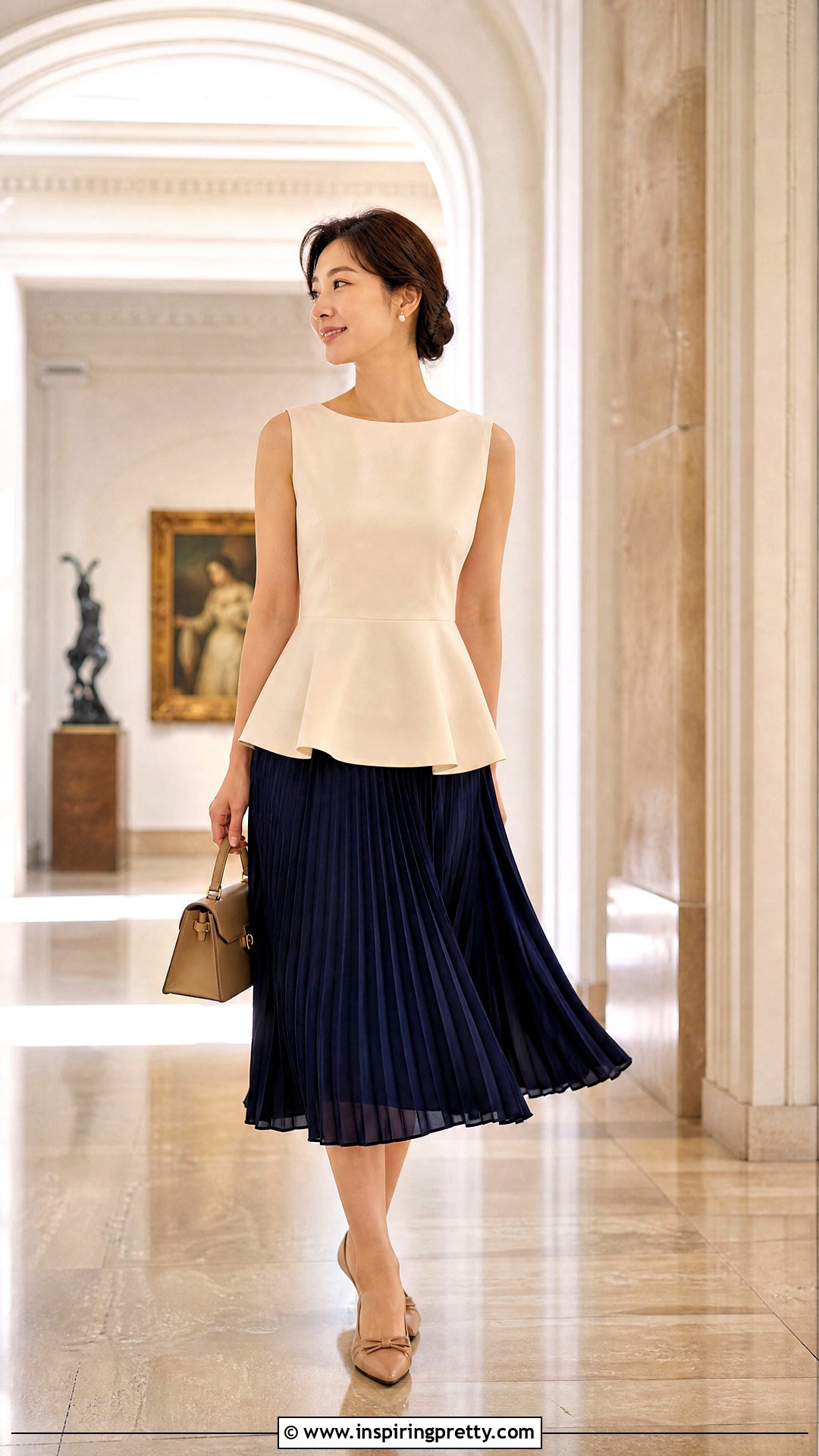A Line Top With Pleated Midi Skirt - 50 a line top outfit ideas