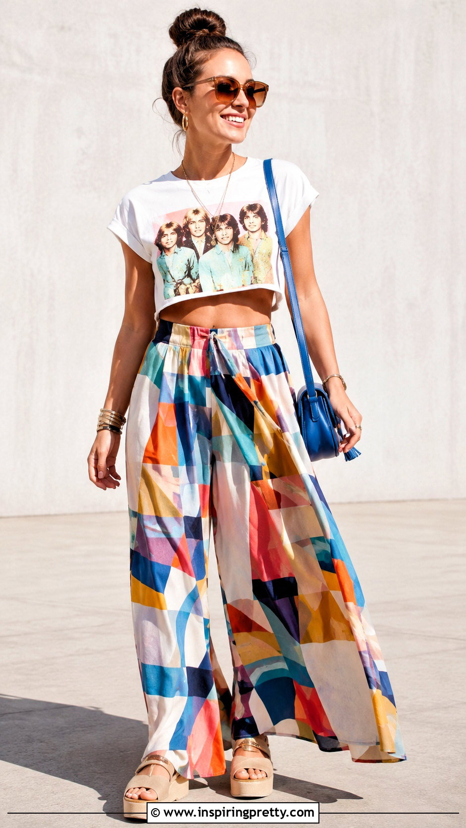 ABBA Crop Top With Faux Leather Pants - 20 abba crop top outfit ideas