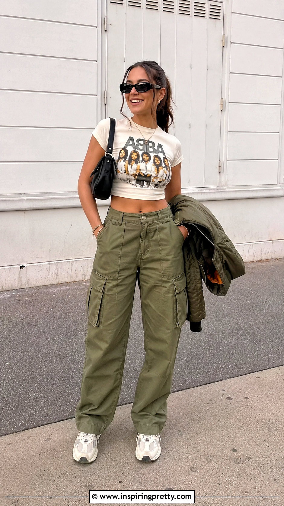 ABBA Crop Top With Printed Palazzo Pants - 20 abba crop top outfit ideas