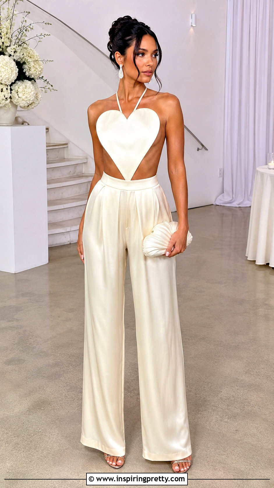 AREA Heart Halter Top With Satin Pants - 20 Area Top Farfetch outfit ideas