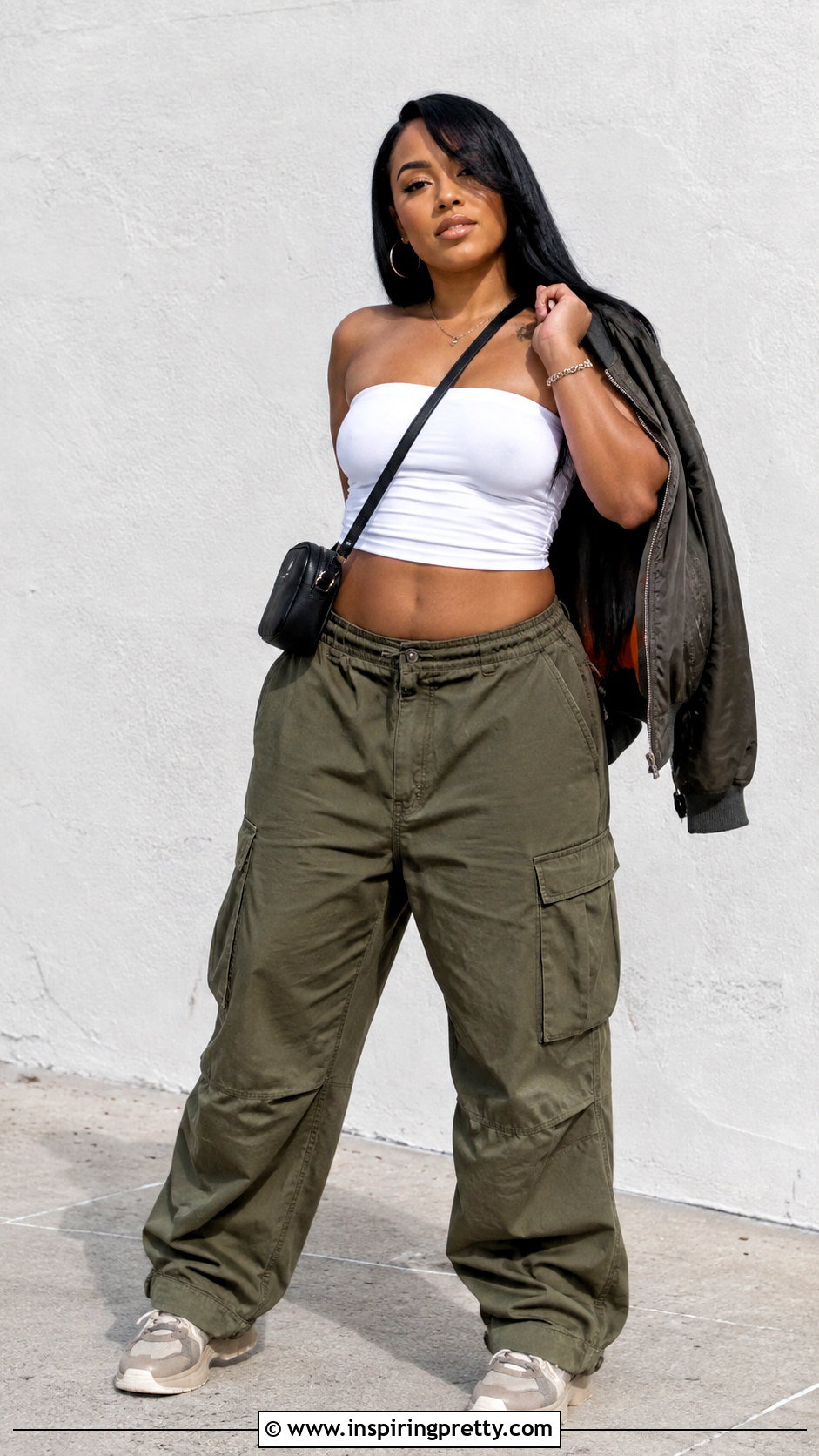 Aaliyah Tube Top With Cargo Pants - 20 Aaliyah Tube Top outfit ideas
