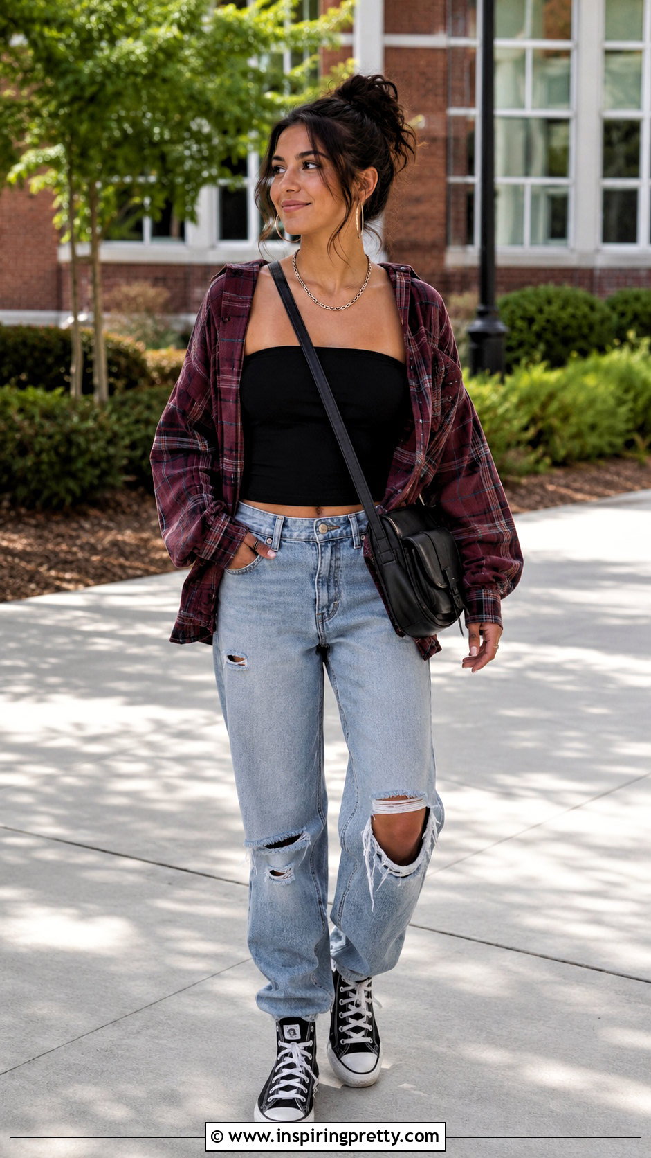 Aaliyah Tube Top With Flannel Shirt - 20 Aaliyah Tube Top outfit ideas