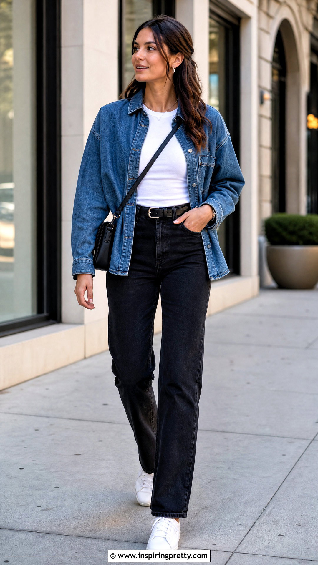 Abercrombie Denim Top With White T Shirt And Black Jeans - 25 abercrombie denim top outfit ideas