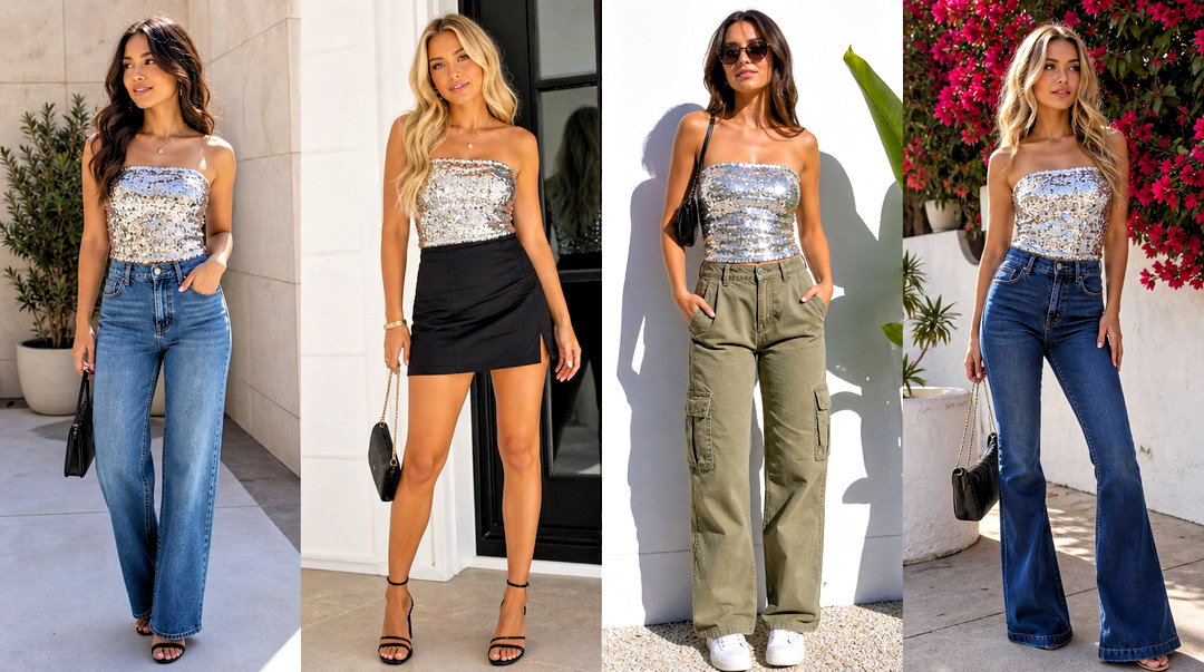 20 Abercrombie Sequin Top Outfit Ideas for Sparkling Party Looks
