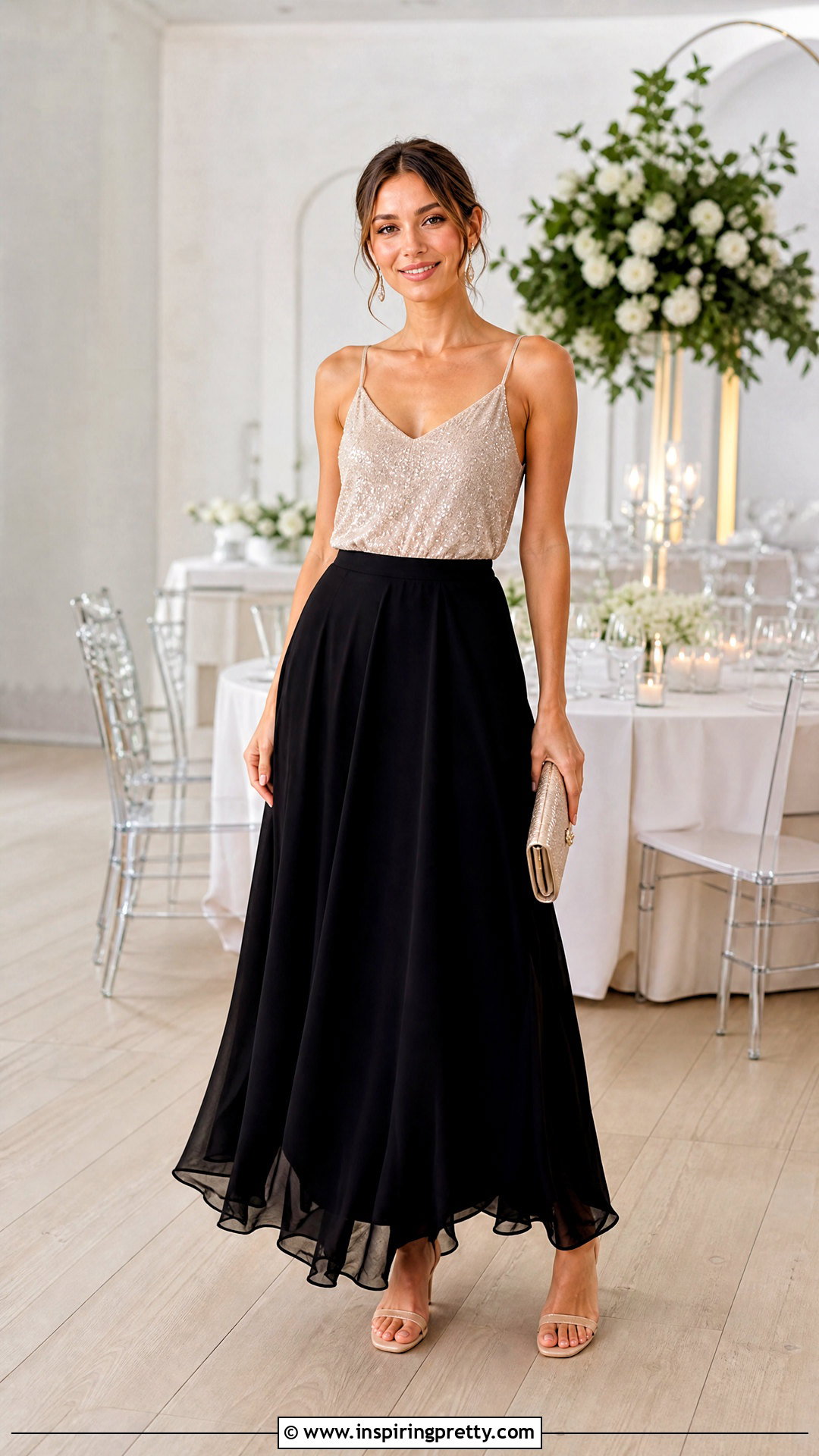 Abercrombie Sequin Top With Flowing Maxi Skirt - 20 abercrombie sequin top outfit ideas