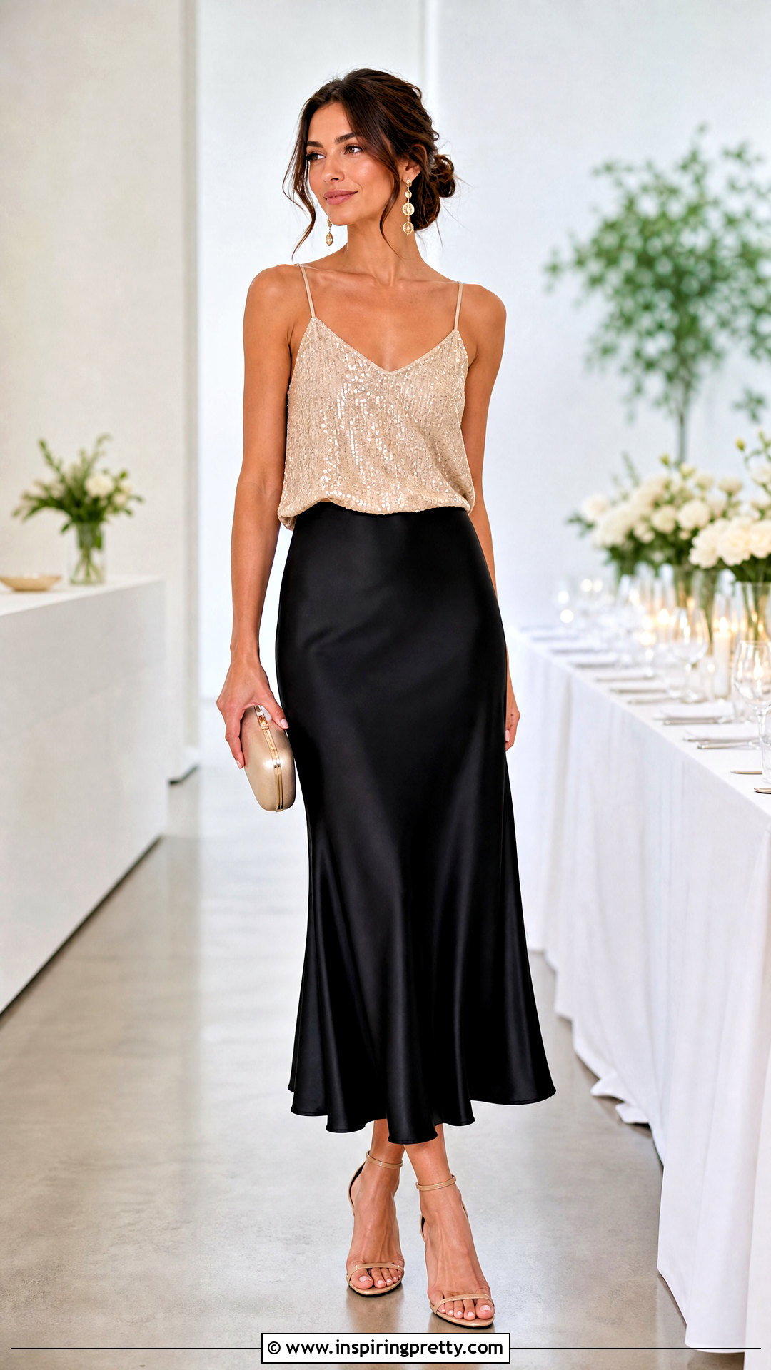 Abercrombie Sequin Top With Satin Midi Skirt - 20 abercrombie sequin top outfit ideas
