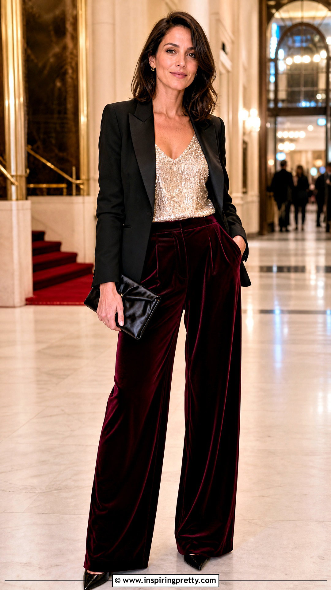 Abercrombie Sequin Top With Velvet Trousers - 20 abercrombie sequin top outfit ideas