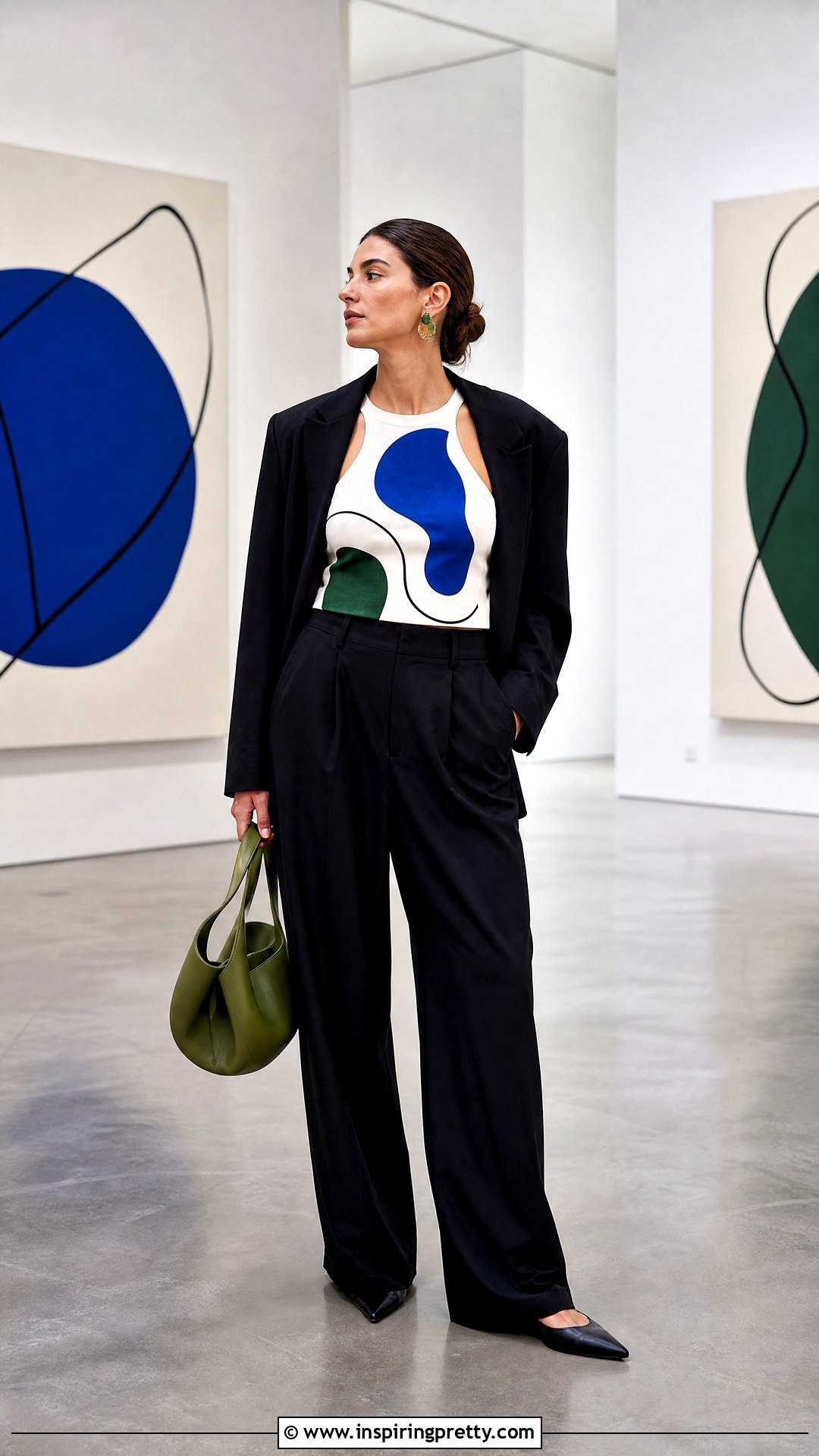 Abstract Art Tank Top With Wide Leg Trousers - 20 custom graphic tank top ideas