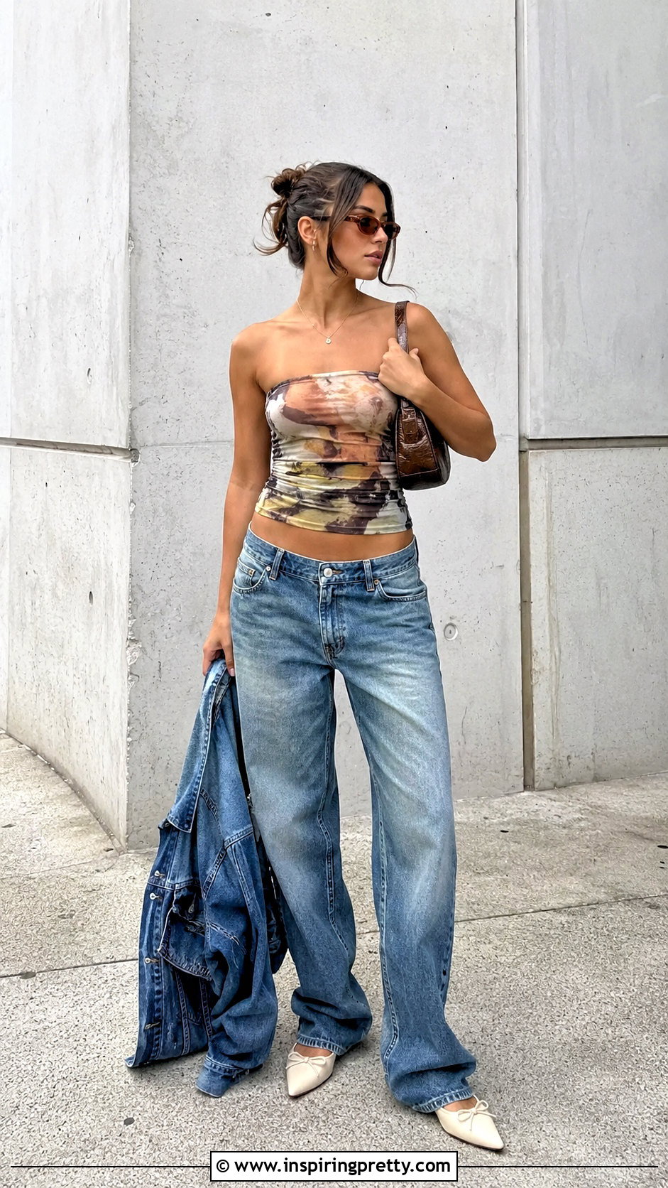Abstract Paloma Wool Tube Top With Low Rise Jeans - 25 paloma wool tube top outfit ideas