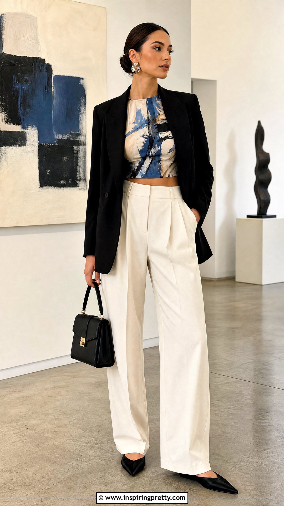 Abstract Print Crop Top With Tailored Trousers - 25 Crop Tops With Designs