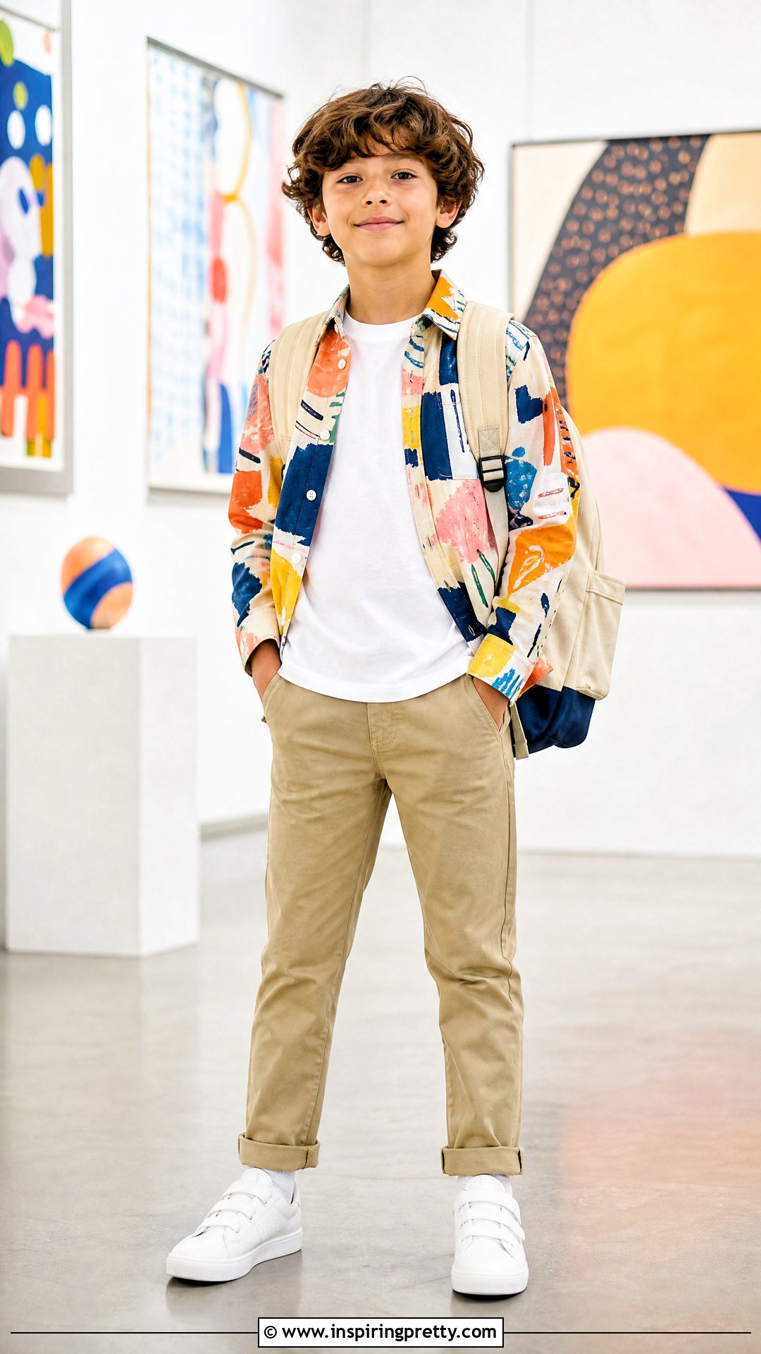 Abstract Print Shirt With Khaki Pants - 50 latest kids top designs