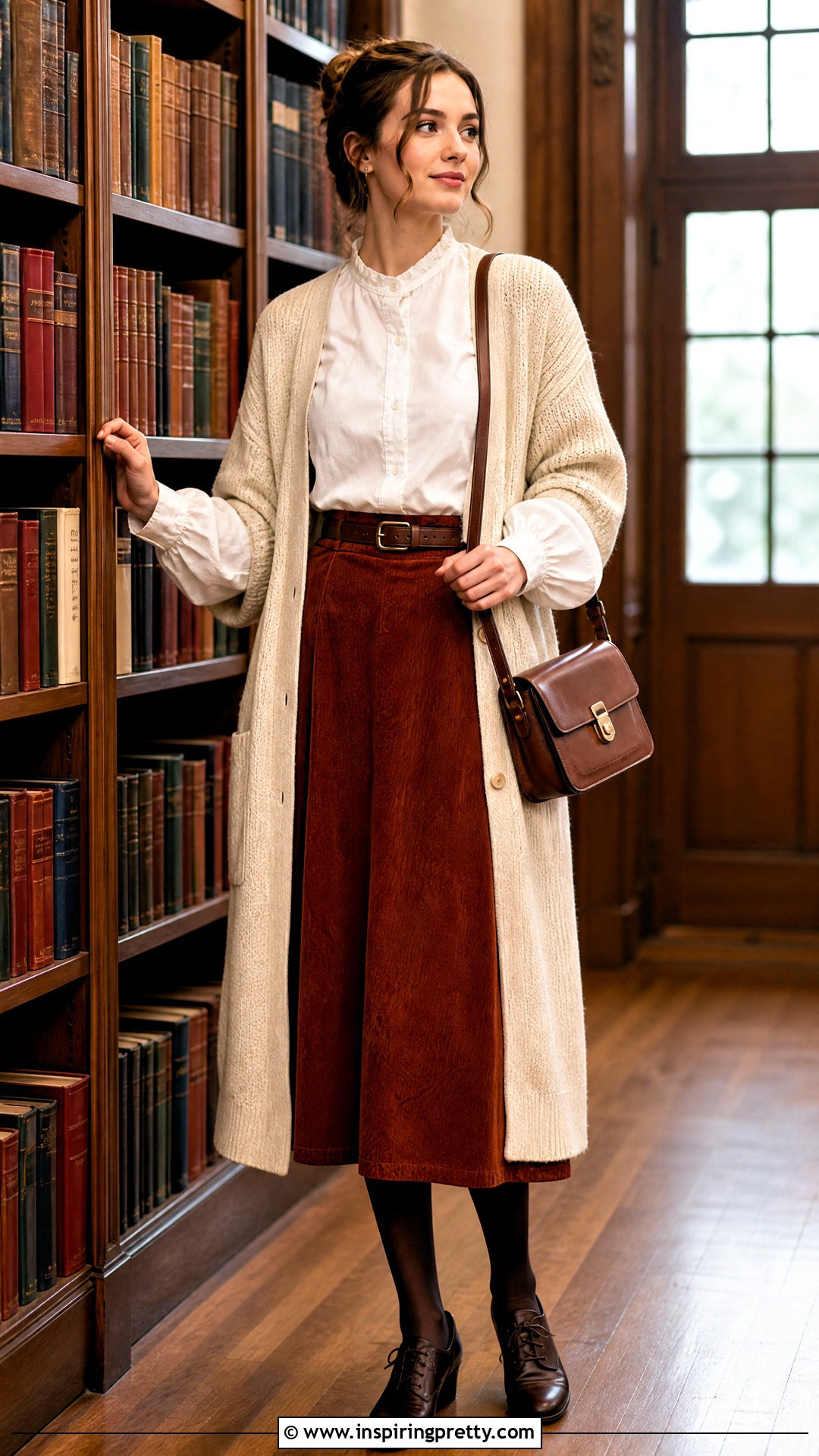Academia White Blouse and Corduroy Skirt Outfit - 50 top academia ideas