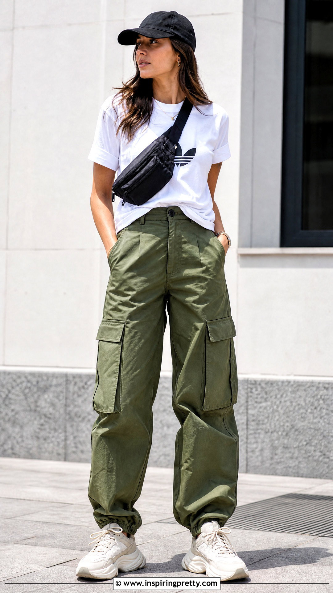 Adidas Originals Trefoil T Shirt With Cargo Pants - 20 adidas originals tops outfit ideas