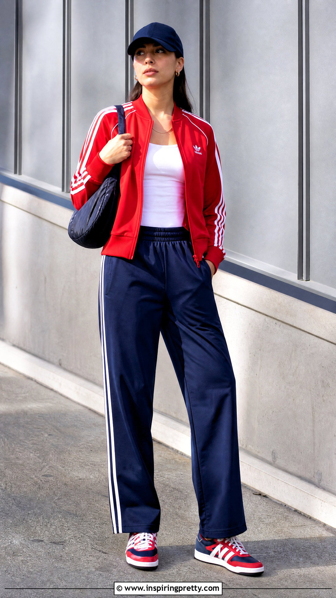 Adidas Track Top With Contrast Track Pants - 50 adidas track top outfit ideas