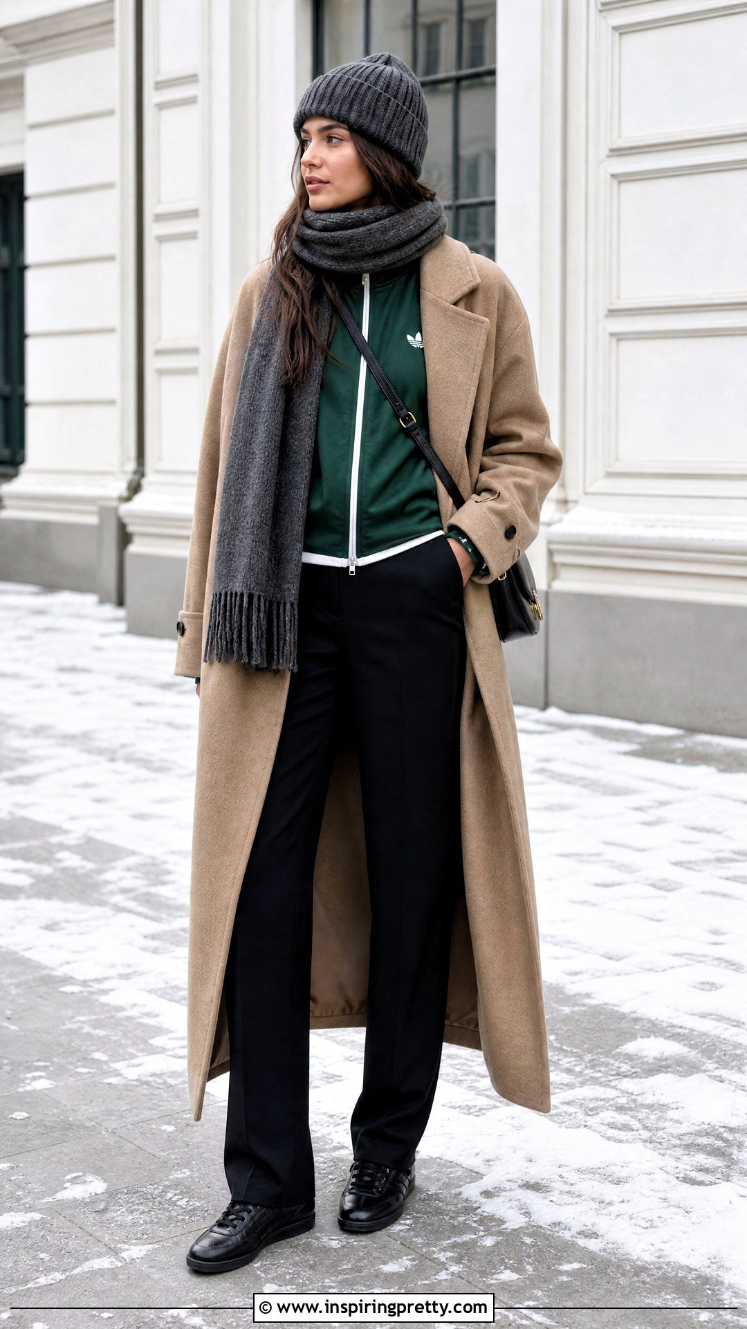 Adidas Track Top With Long Wool Coat - 50 adidas track top outfit ideas