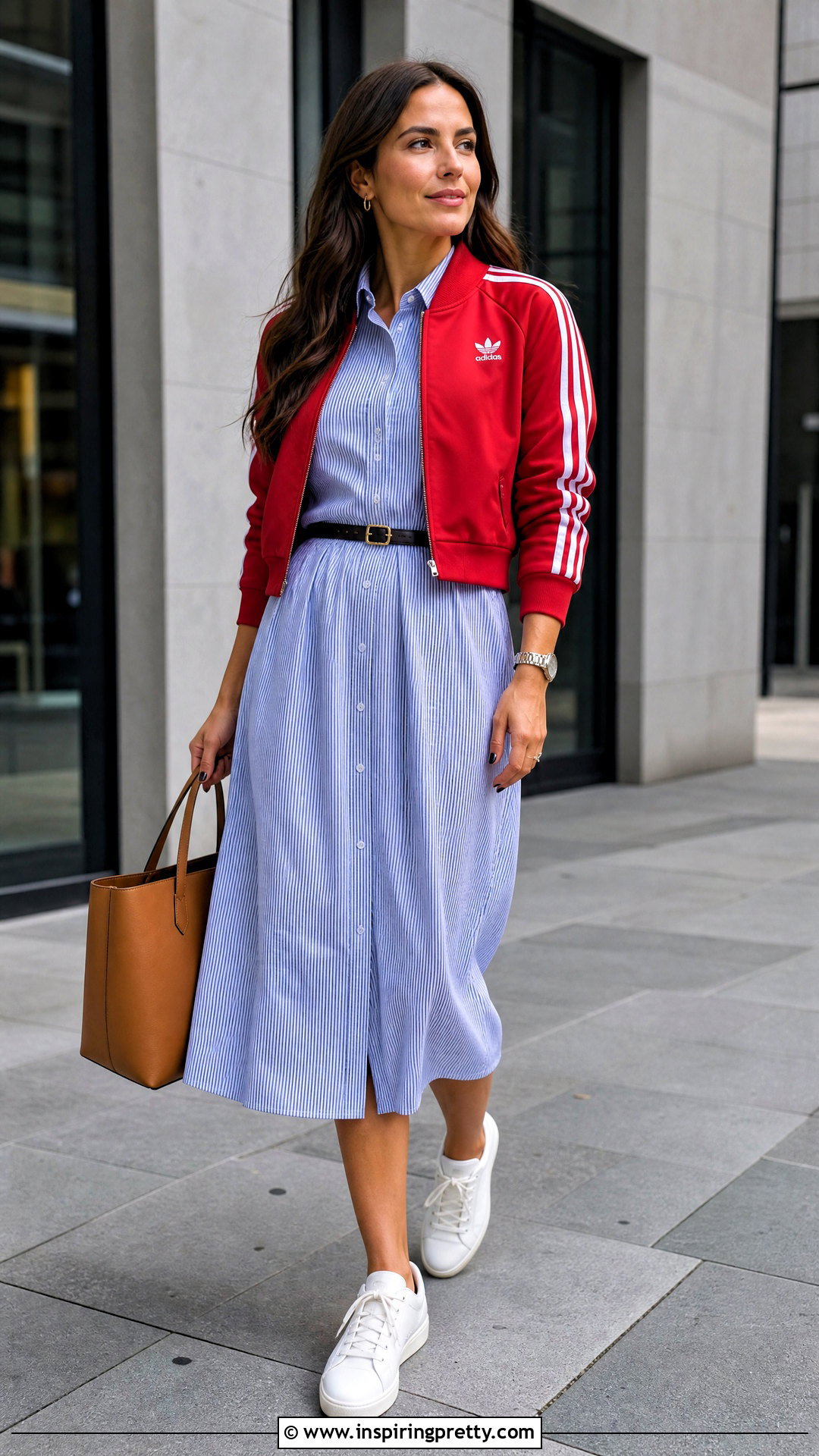 Adidas Track Top With Shirt Dress - 50 adidas track top outfit ideas
