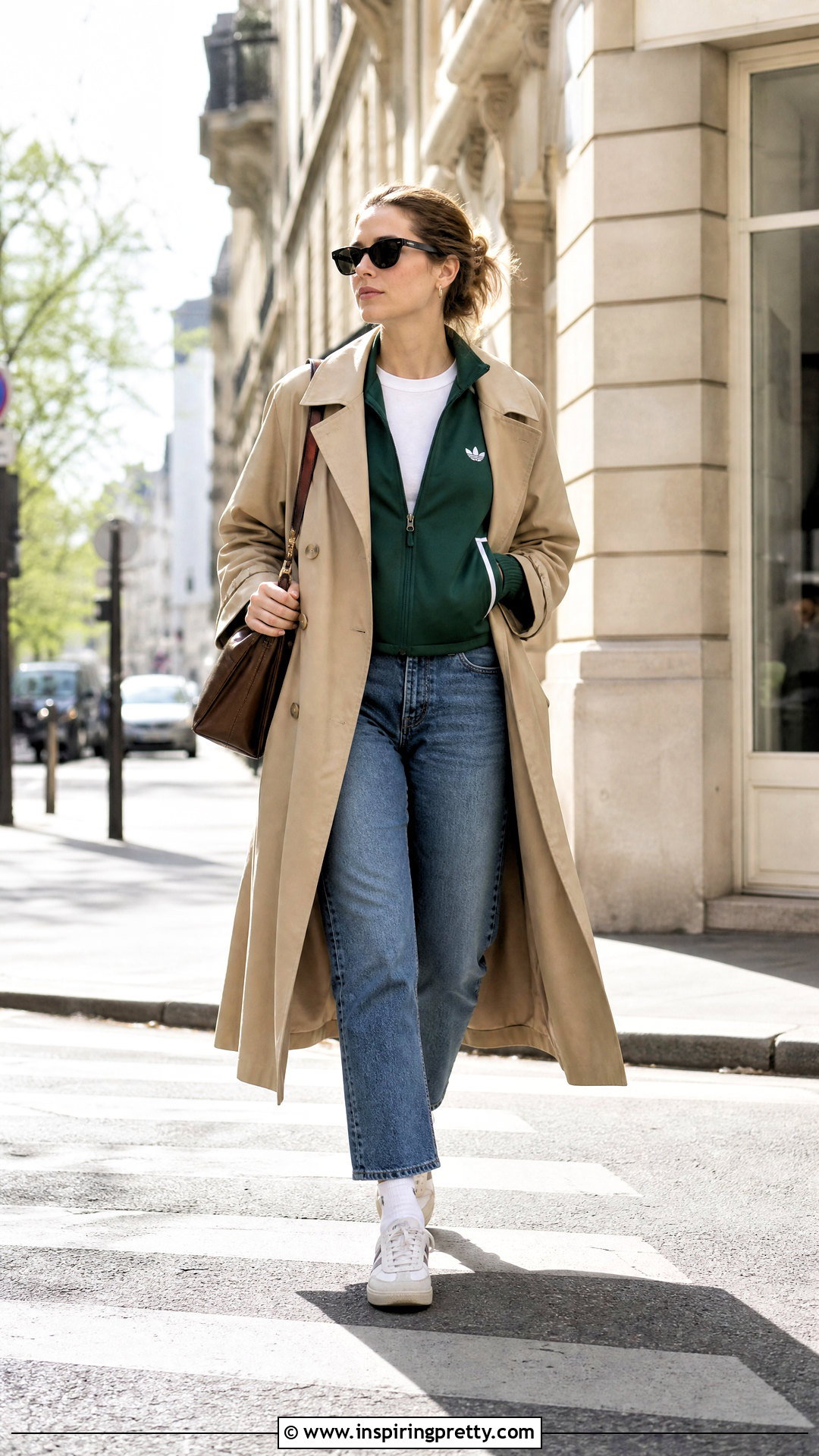 Adidas Track Top With Trench Coat And Jeans - 50 adidas track top outfit ideas