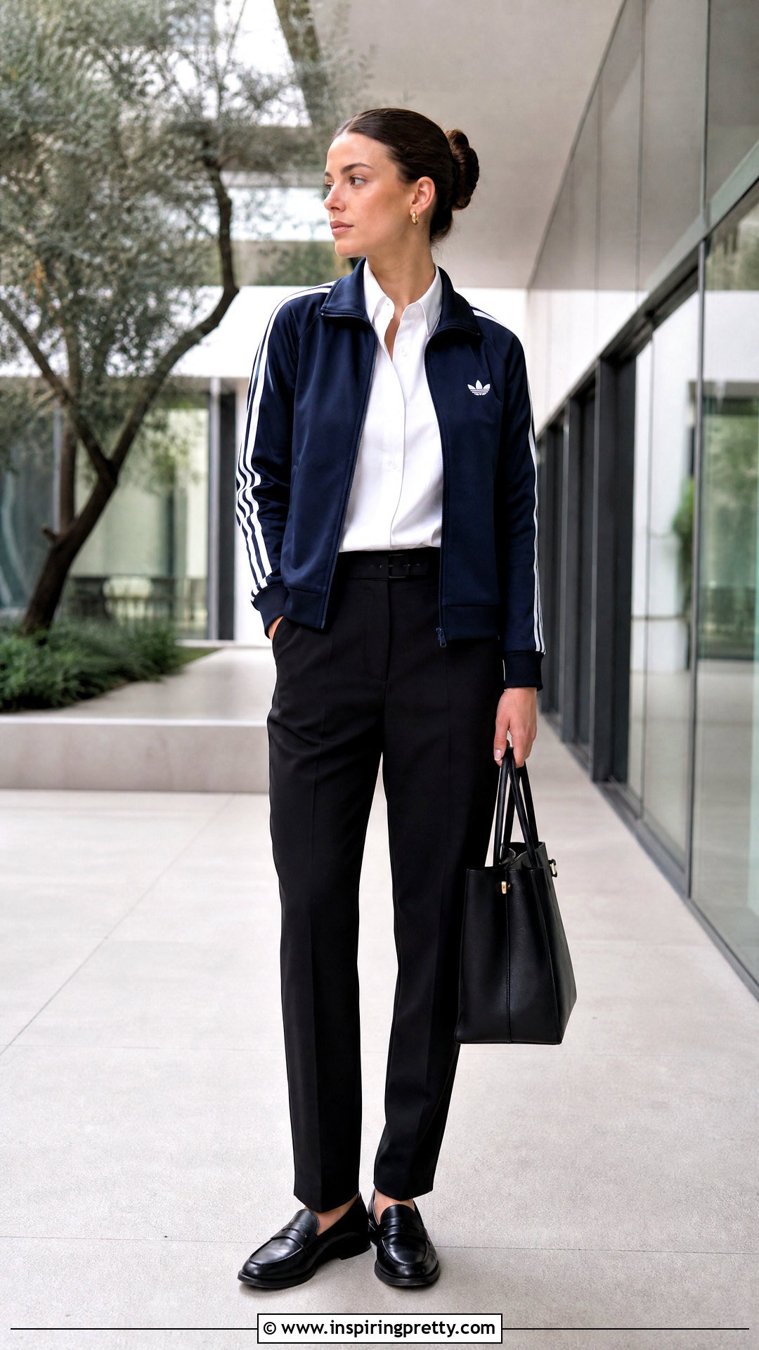 Adidas Track Top With White Button Down Shirt - 50 adidas track top outfit ideas