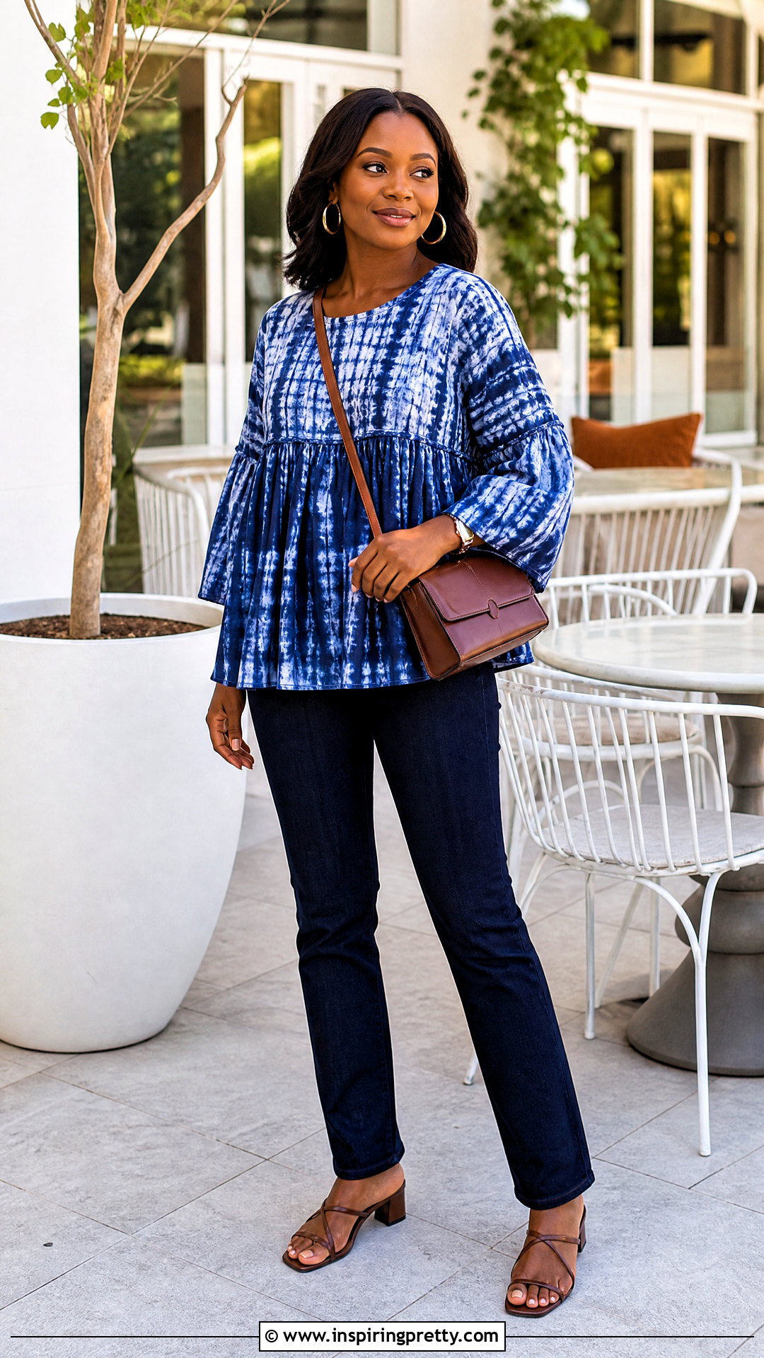 Adire Babydoll Top With Skinny Jeans - 50 adire top styles