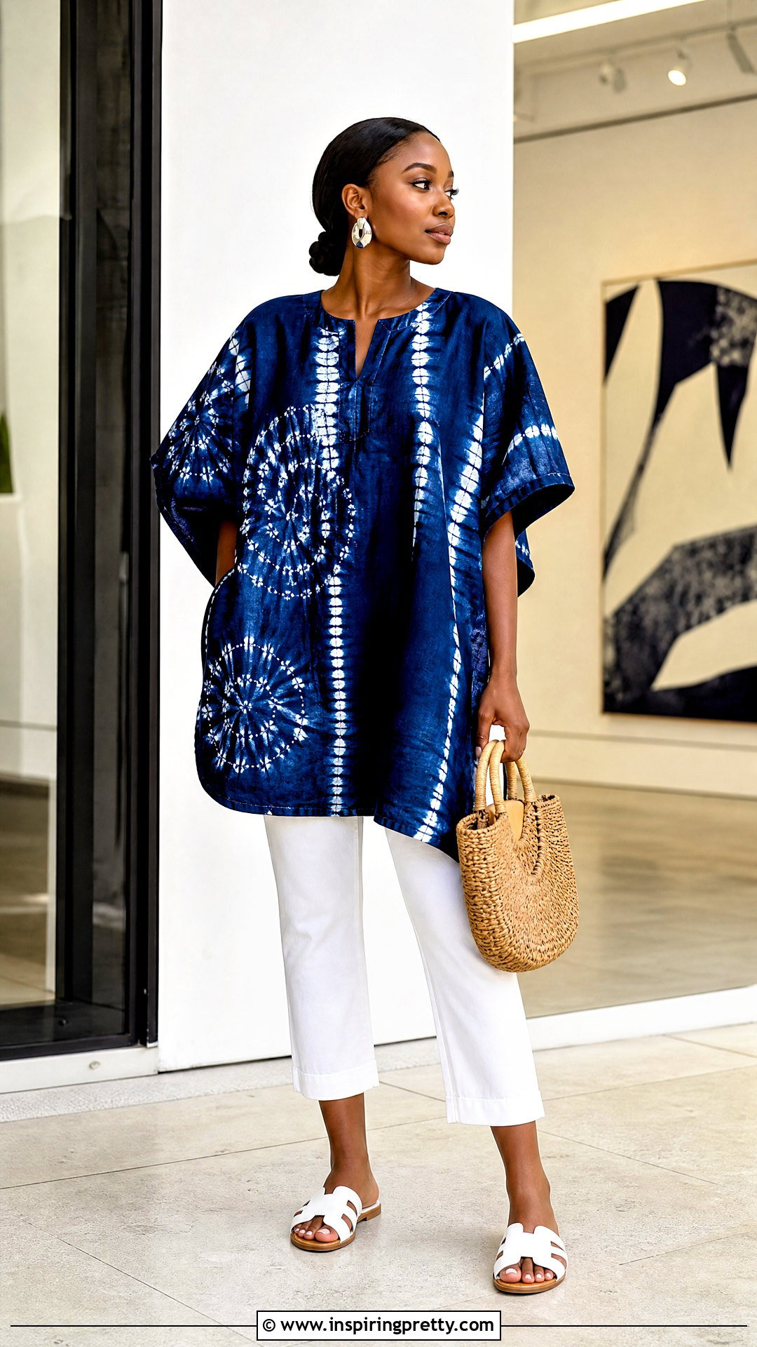Adire Bubu Top With White Pants - 50 bubu top style ideas