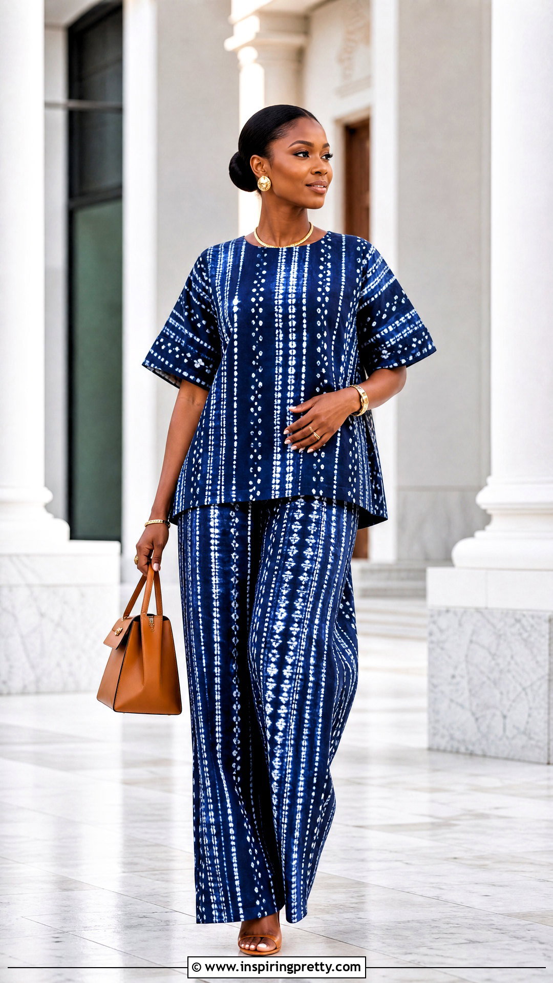 Adire Co Ord Top With Wide Leg Trousers - 50 adire top styles
