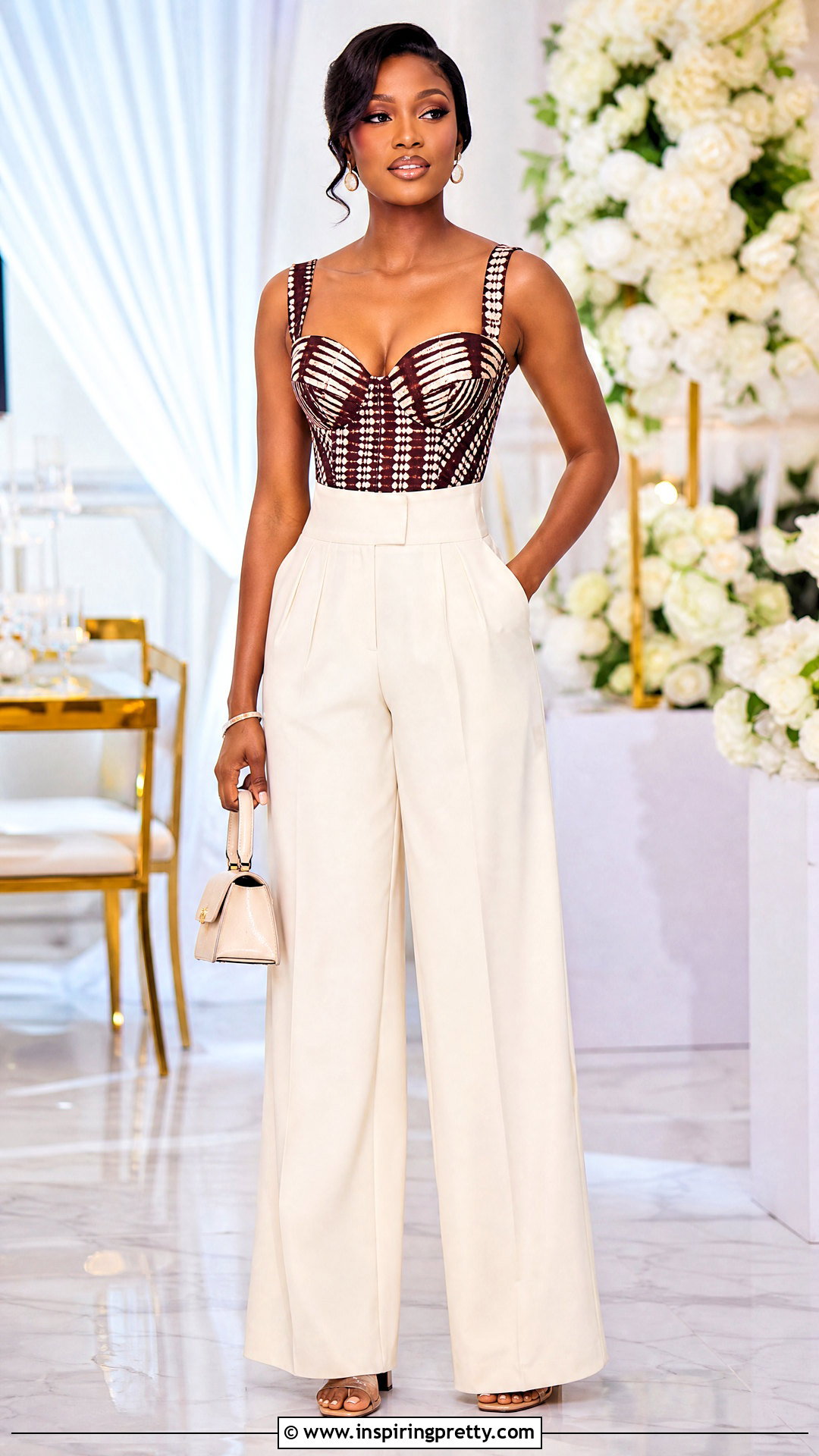Adire Sweetheart Neck Top With Palazzo Pants - 50 adire top styles