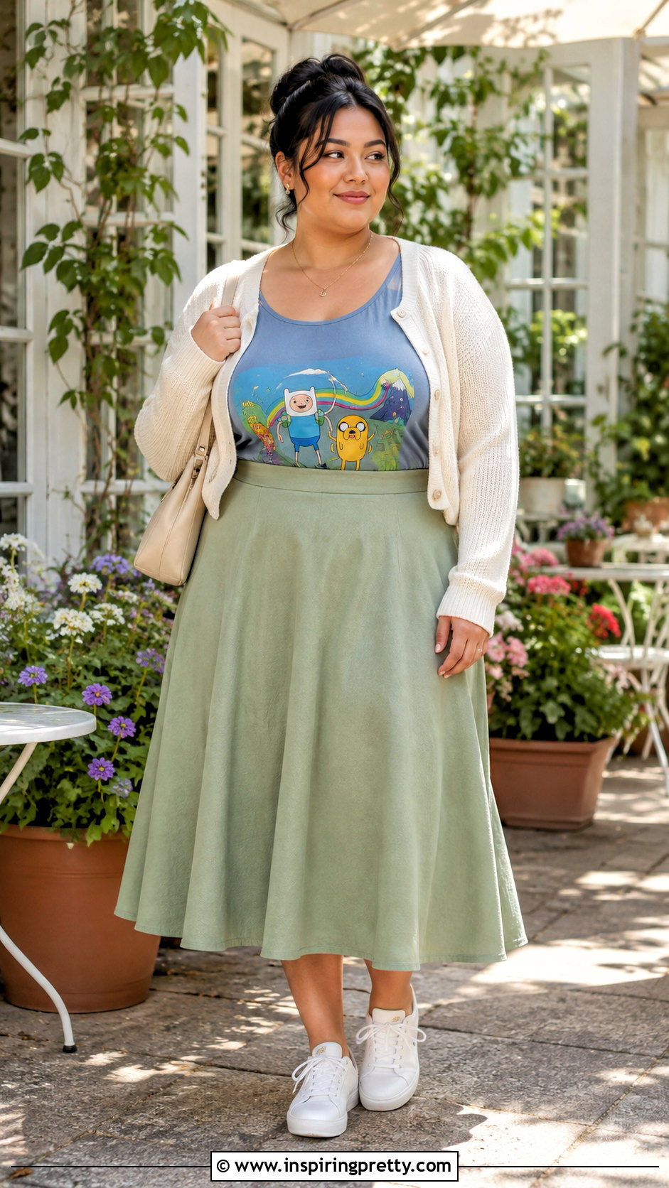 Adventure Time Tank Top With Cardigan And Midi Skirt - 25 Adventure Time Tank Top outfit ideas