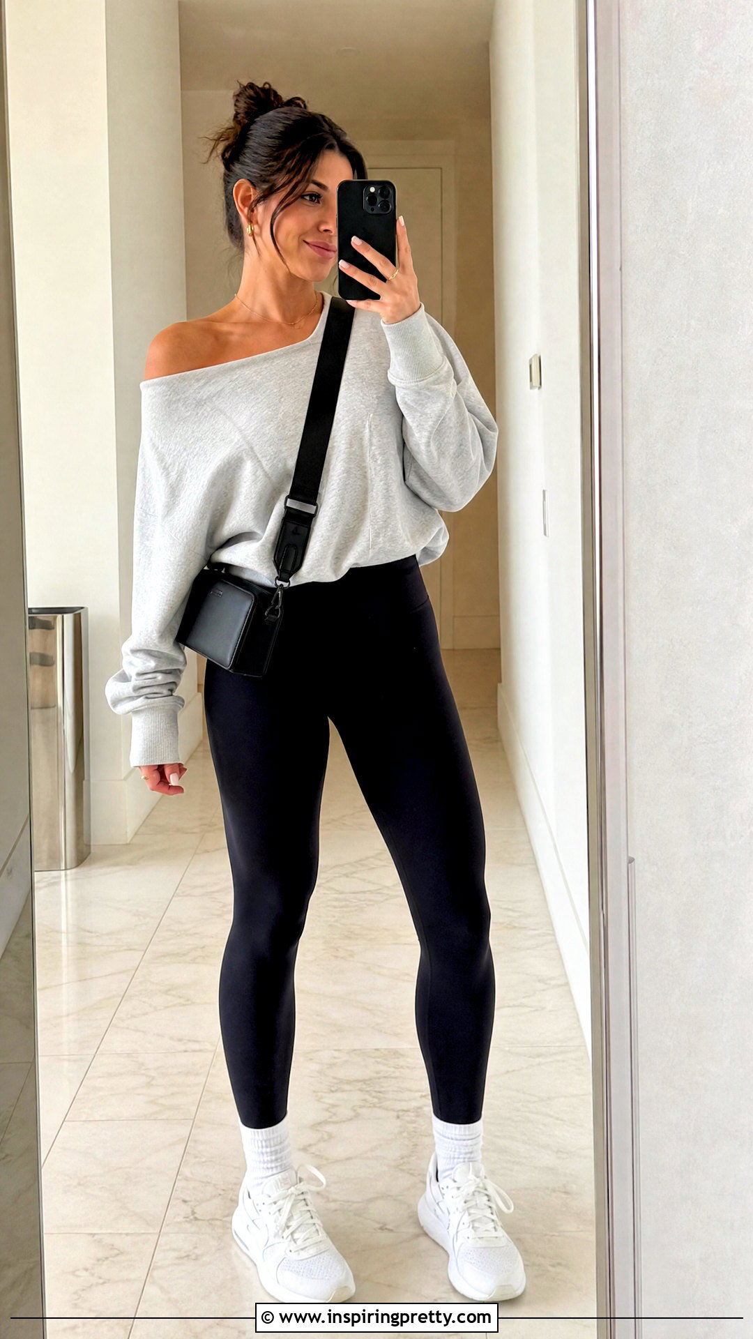 Aerie Off The Shoulder Sweatshirt With Leggings - 25 cute aerie tops outfit ideas