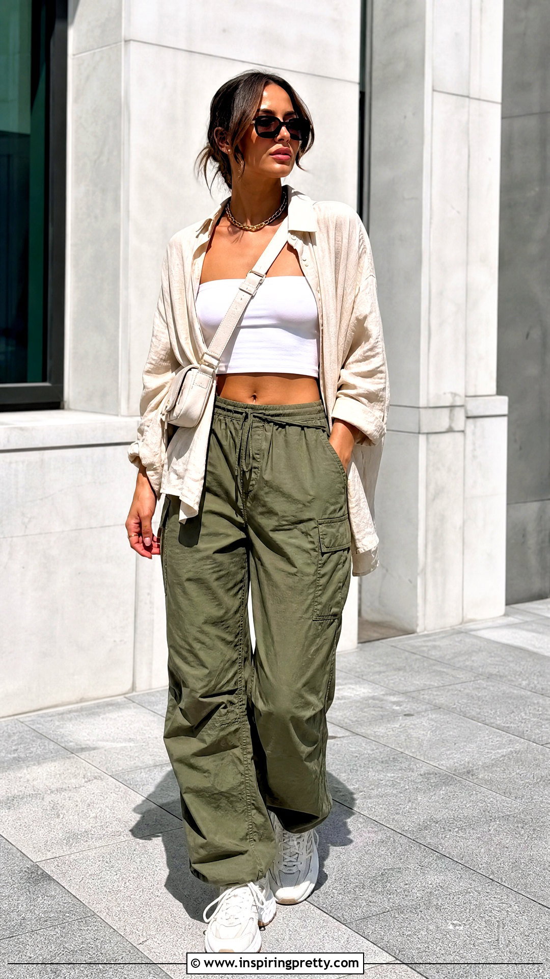 Aerie Tube Top With Cargo Pants - 25 aerie summer tops outfit ideas
