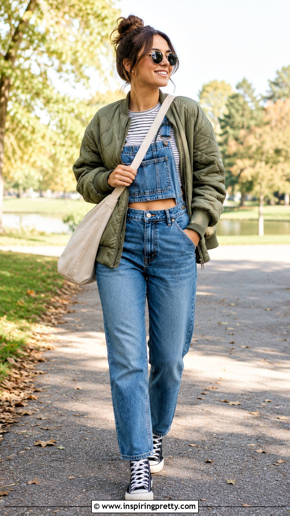 Aerie Waffle Crop Top With Denim Overalls - 20 aerie waffle crop top outfit ideas