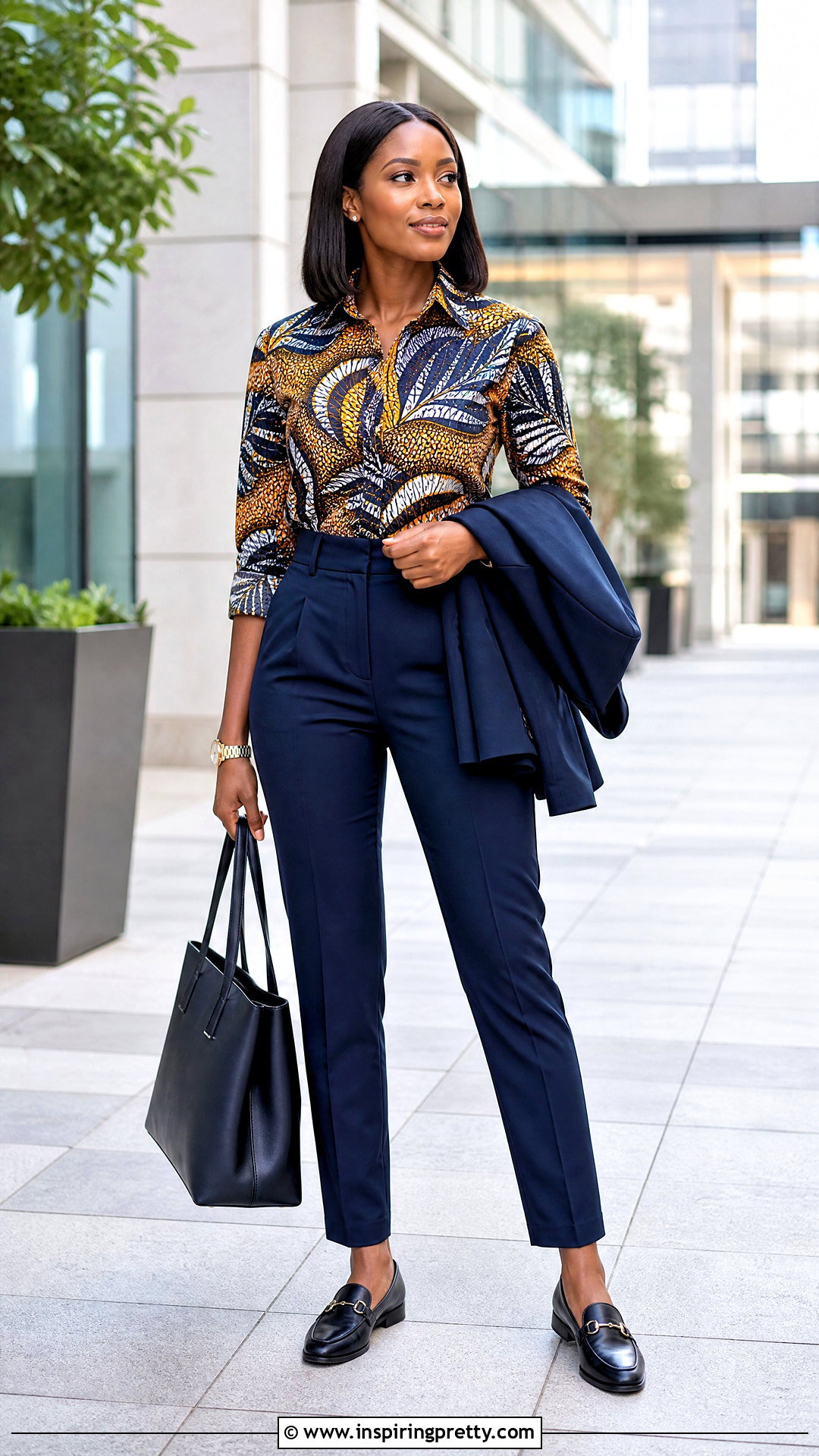 African Print Button Down Shirt With Tailored Trousers - 50 african print tops blouses