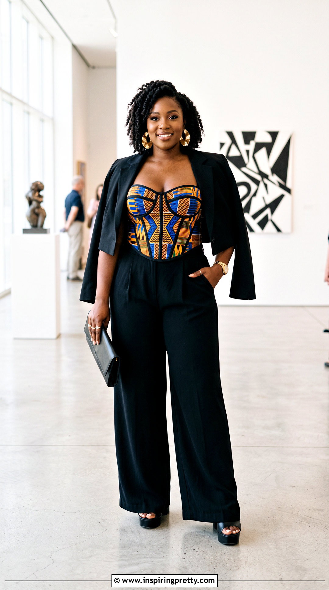 African Print Corset Top With Black Palazzo Pants - 50 african print tops blouses