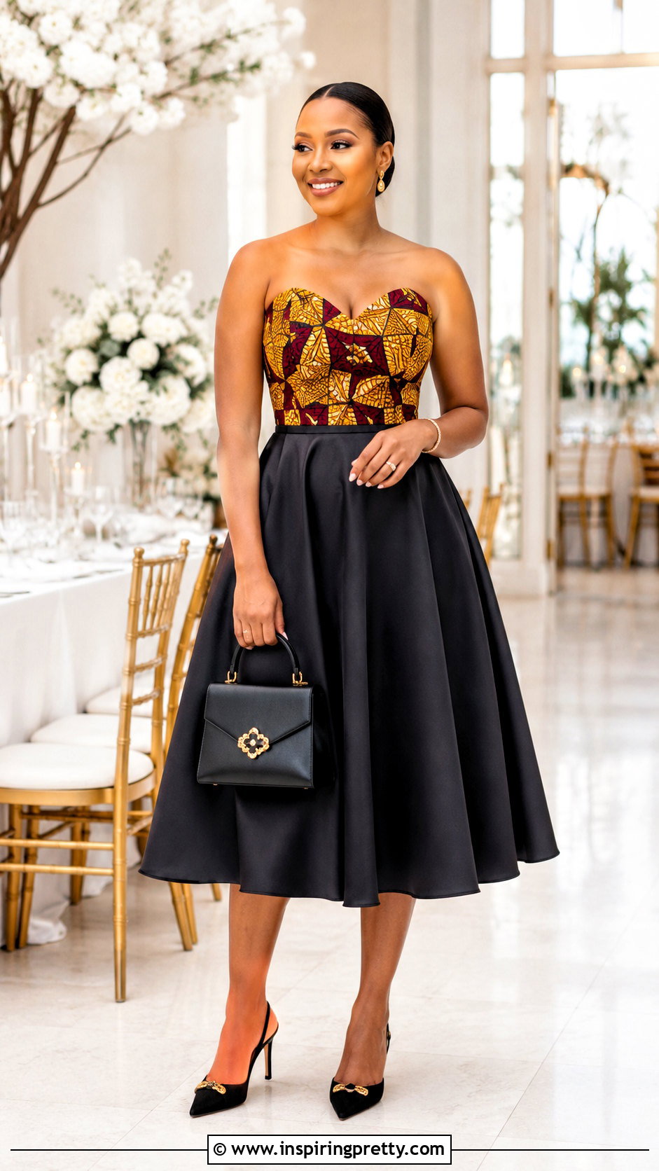 African Print Sweetheart Top With A Line Skirt - 50 african print tops outfit ideas