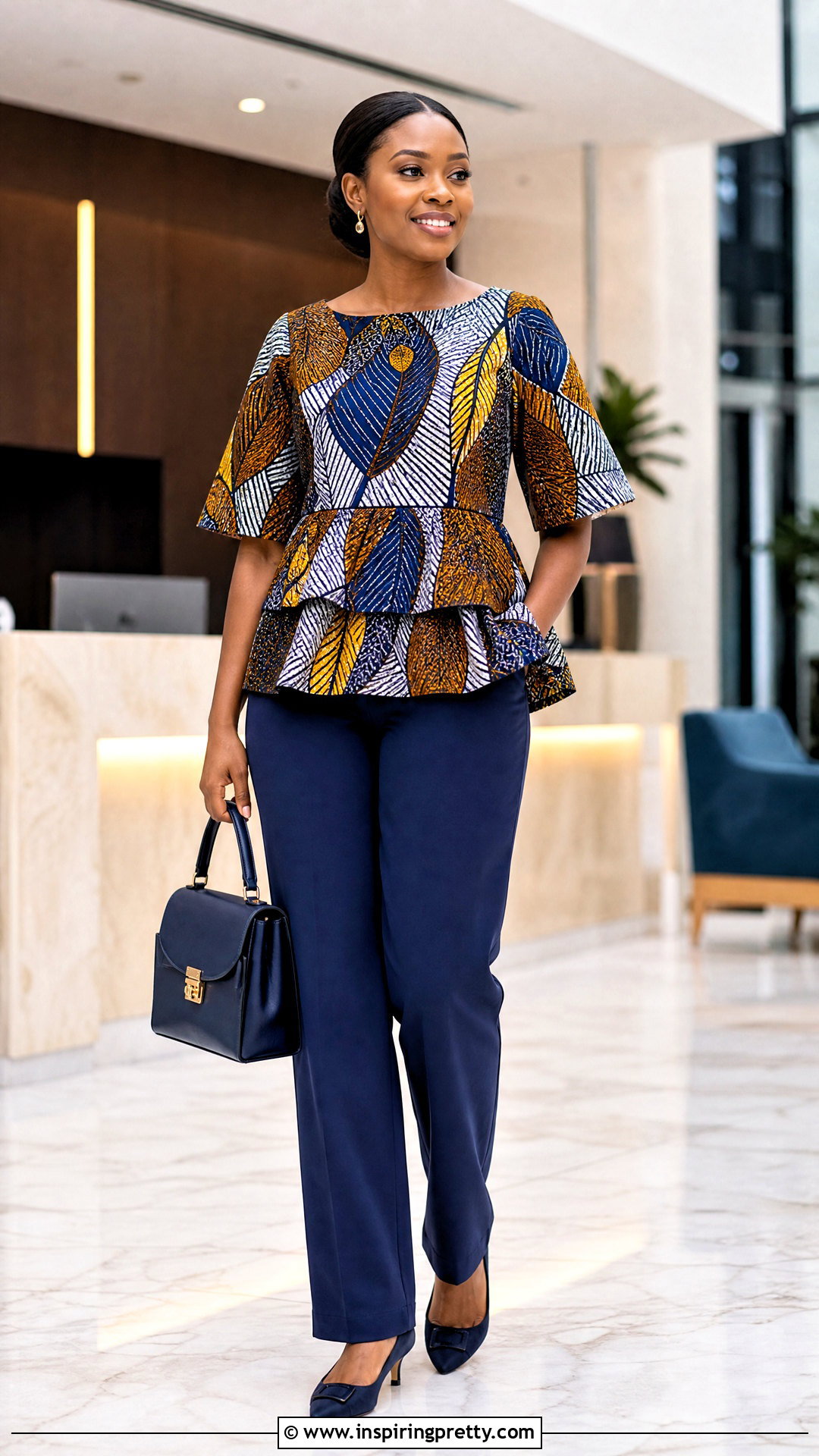 African Print Tiered Blouse With Straight Pants - 50 african print tops blouses