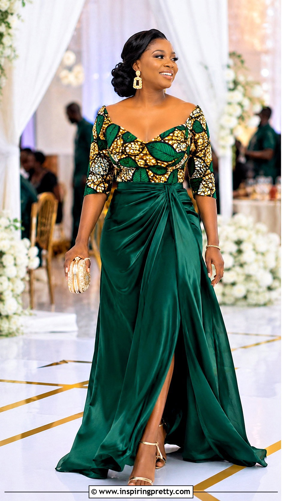 African Print Top With Satin Maxi Skirt - 50 african print tops outfit ideas