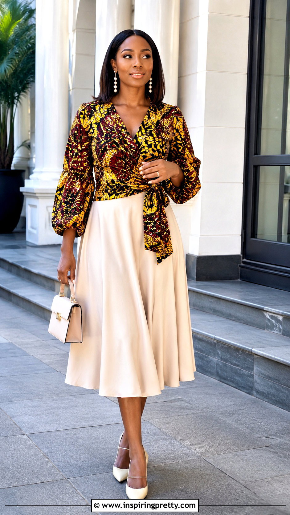 African Print Wrap Top With Midi Skirt - 50 african print tops outfit ideas