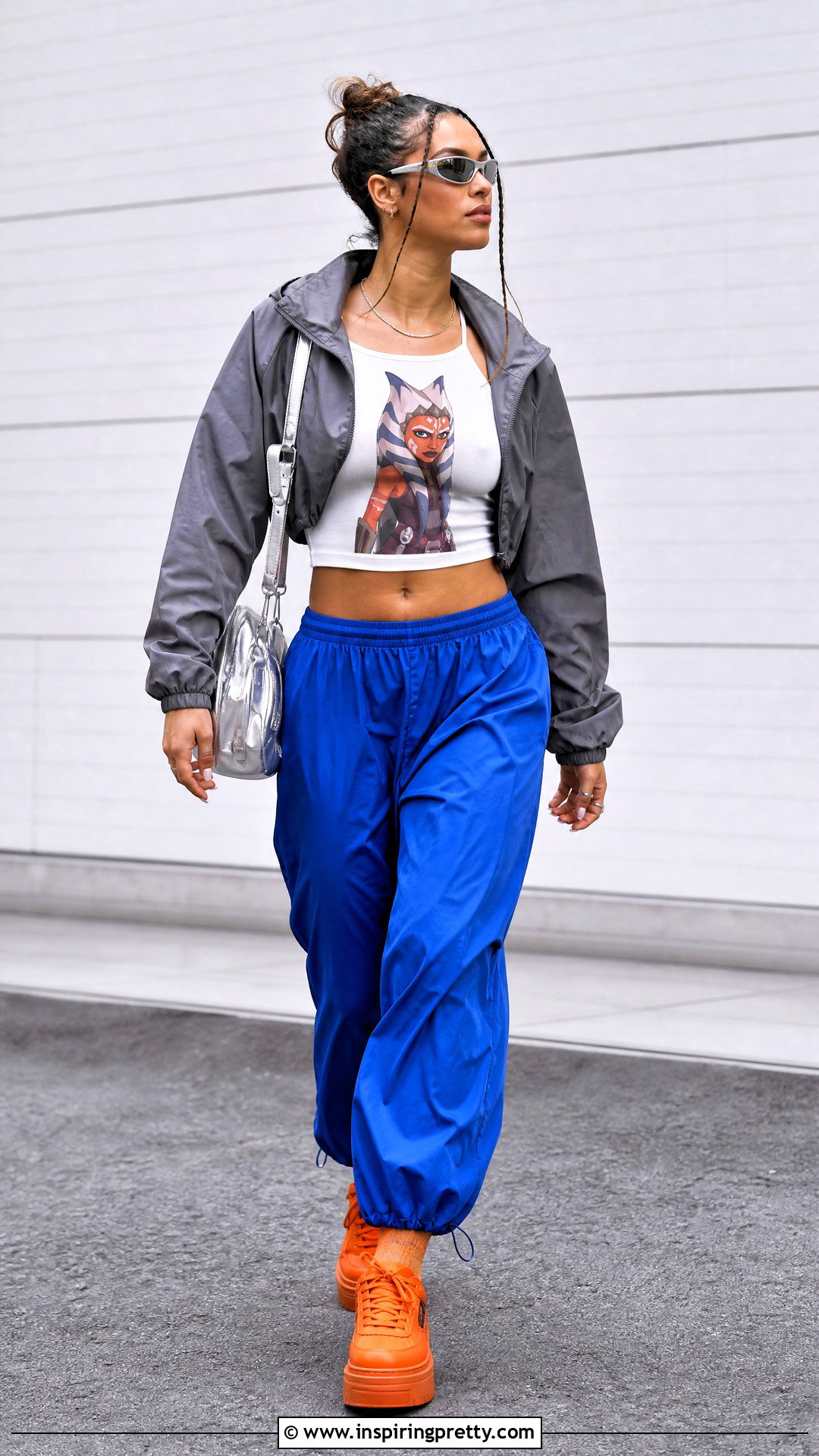 Ahsoka Crop Top With Blue Parachute Pants - 20 ahsoka crop top outfit ideas
