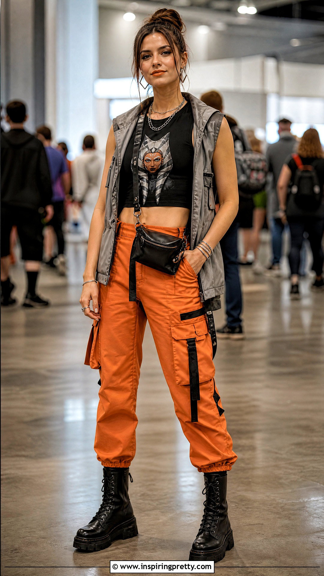 Ahsoka Crop Top With Orange Cargo Pants - 20 ahsoka crop top outfit ideas