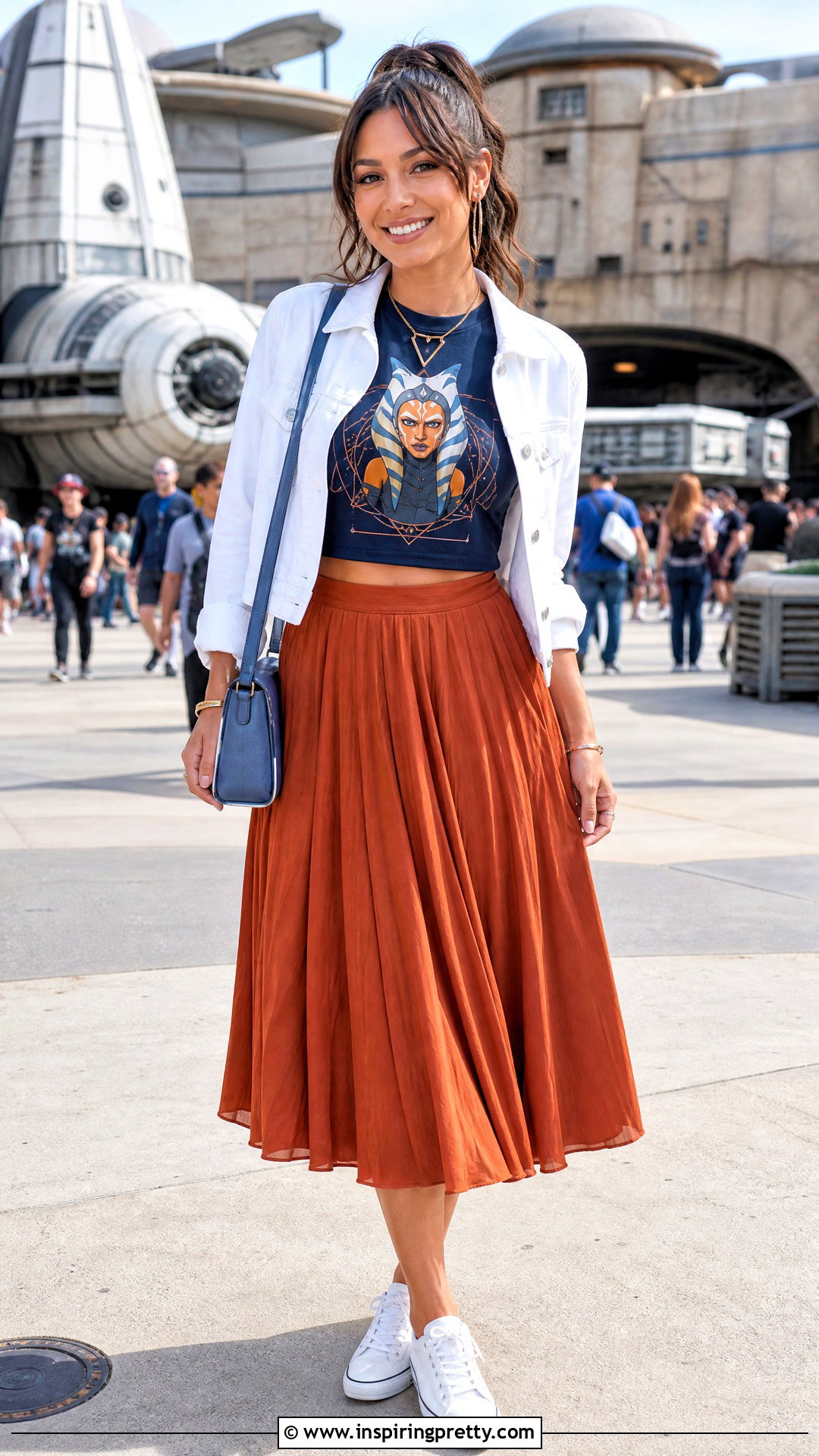 Ahsoka Crop Top With Orange Midi Skirt - 20 ahsoka crop top outfit ideas