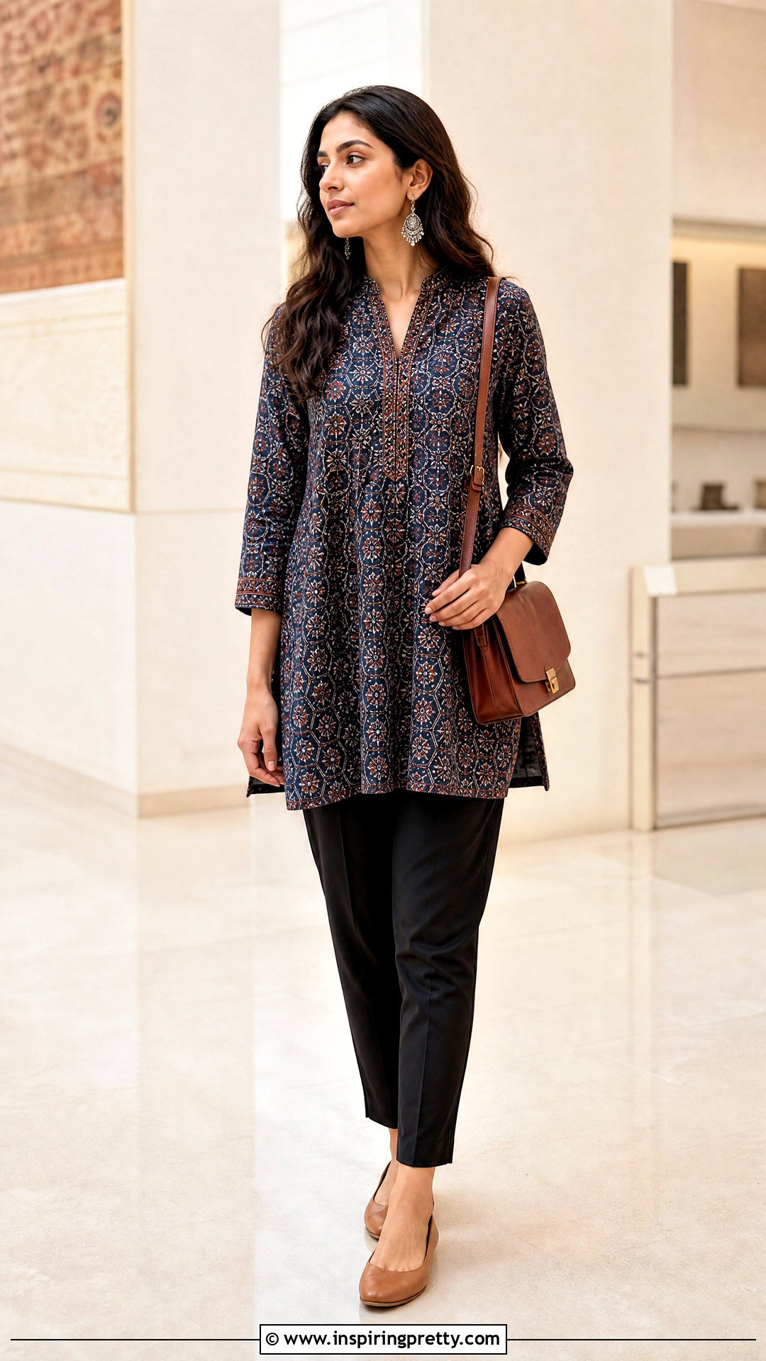 Ajrakh Top With Black Pants - 50 traditional tops for women