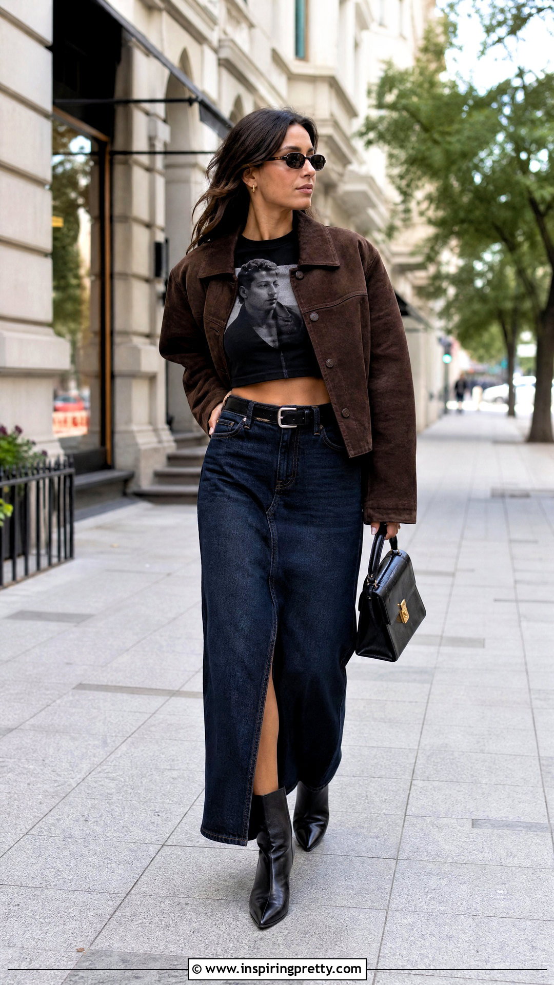 Alex Turner Crop Top With Denim Maxi Skirt - 20 Alex Turner Crop Top outfit ideas