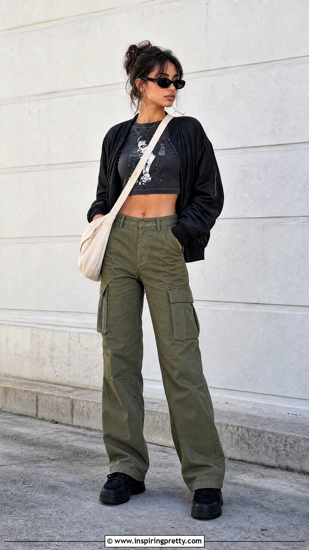 Alex Turner Crop Top With Green Cargo Pants - 20 Alex Turner Crop Top outfit ideas