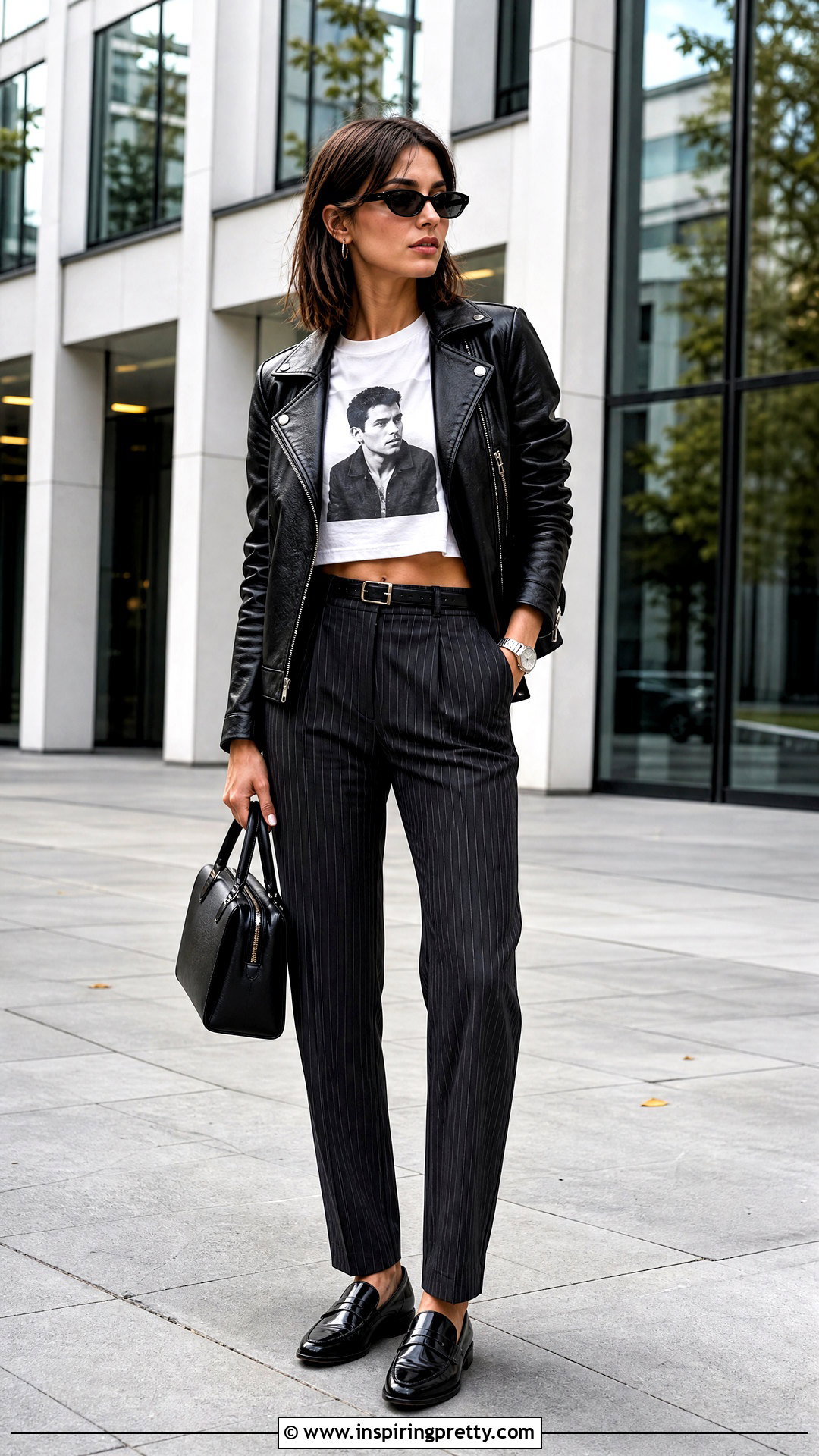 Alex Turner Crop Top With Pinstripe Trousers - 20 Alex Turner Crop Top outfit ideas