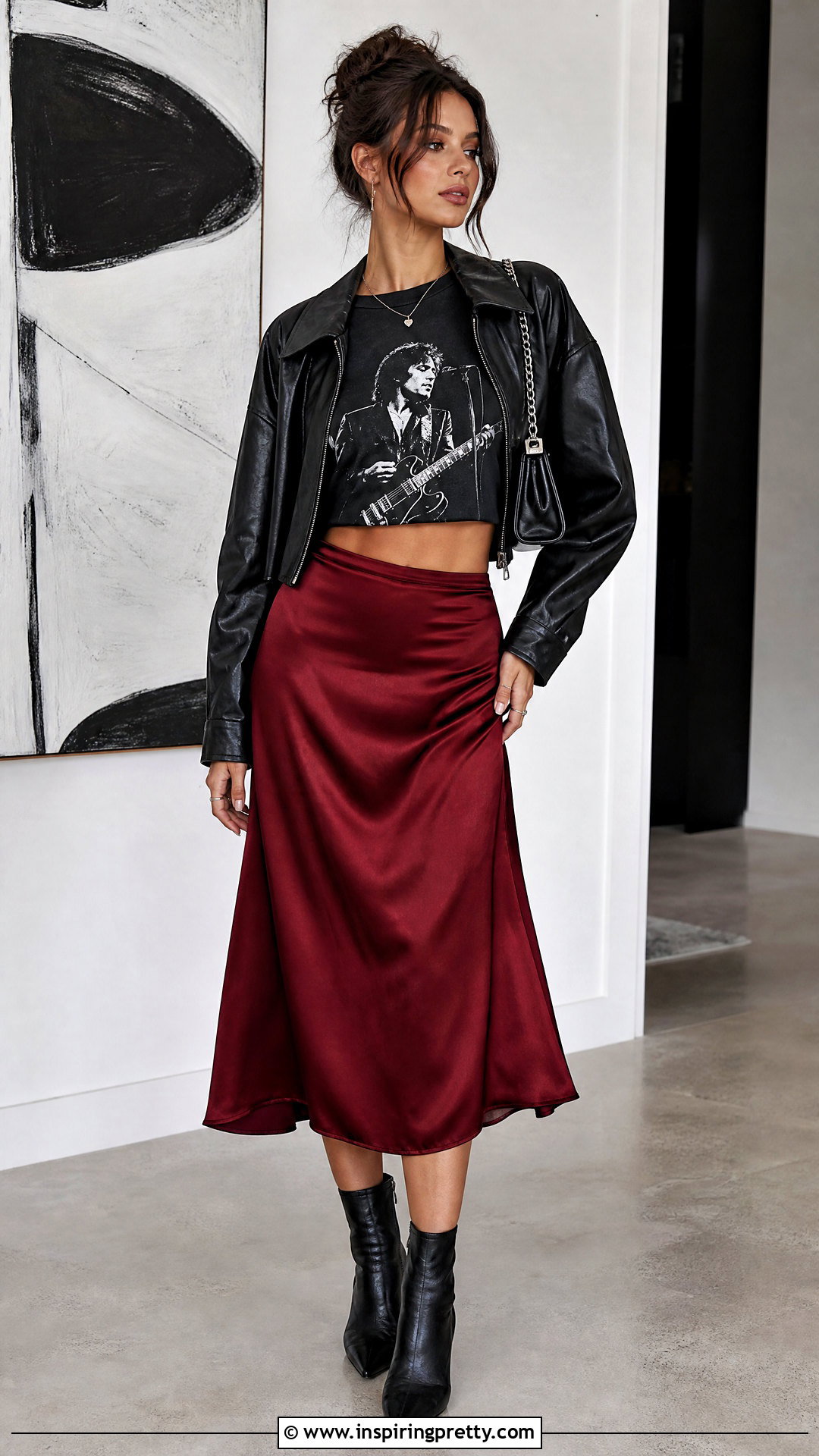 Alex Turner Crop Top With Satin Midi Skirt - 20 Alex Turner Crop Top outfit ideas
