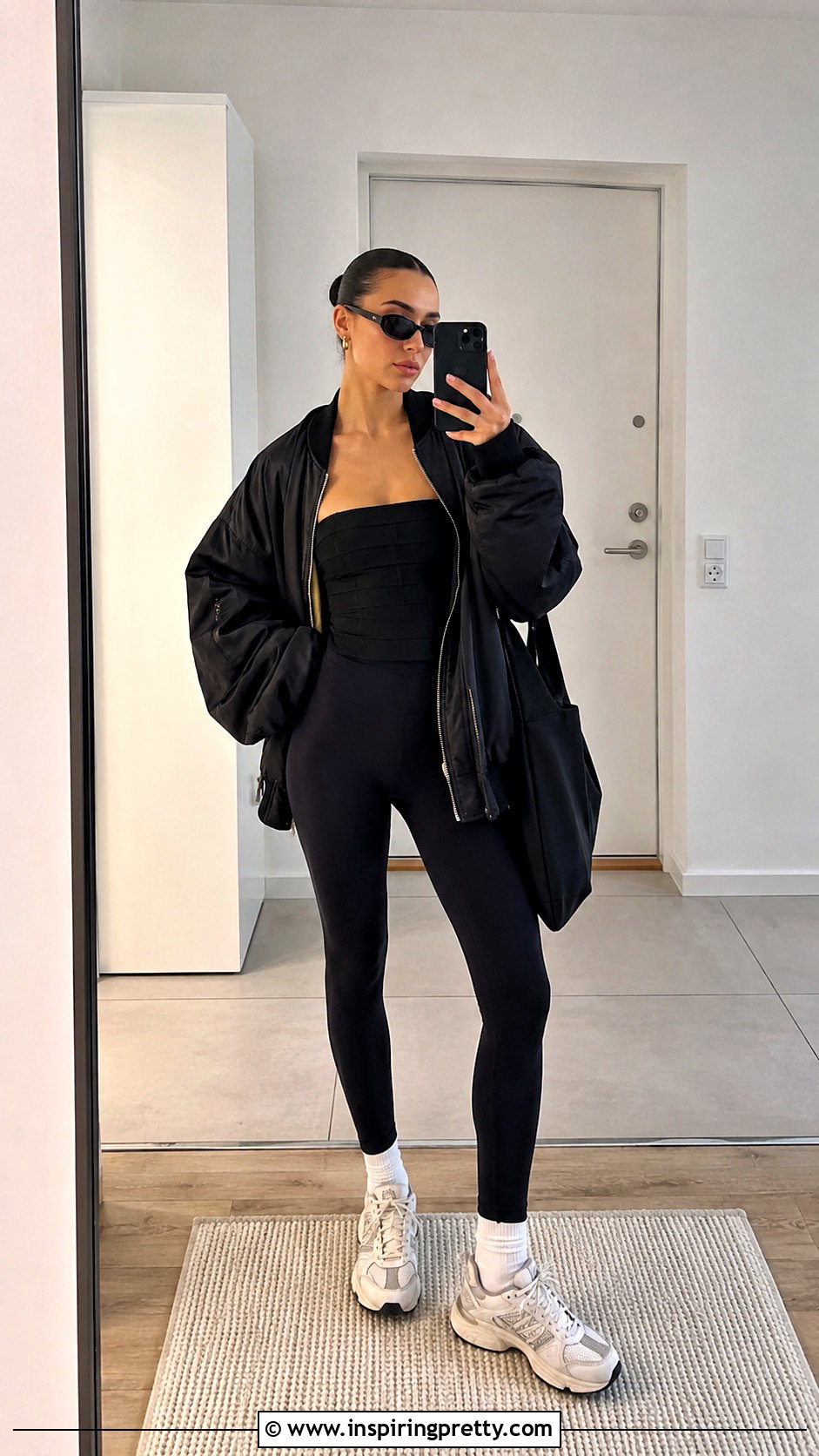 Alexander Wang Bandage Top With Leggings And Bomber Jacket - 20 alexander wang bandage top outfit ideas