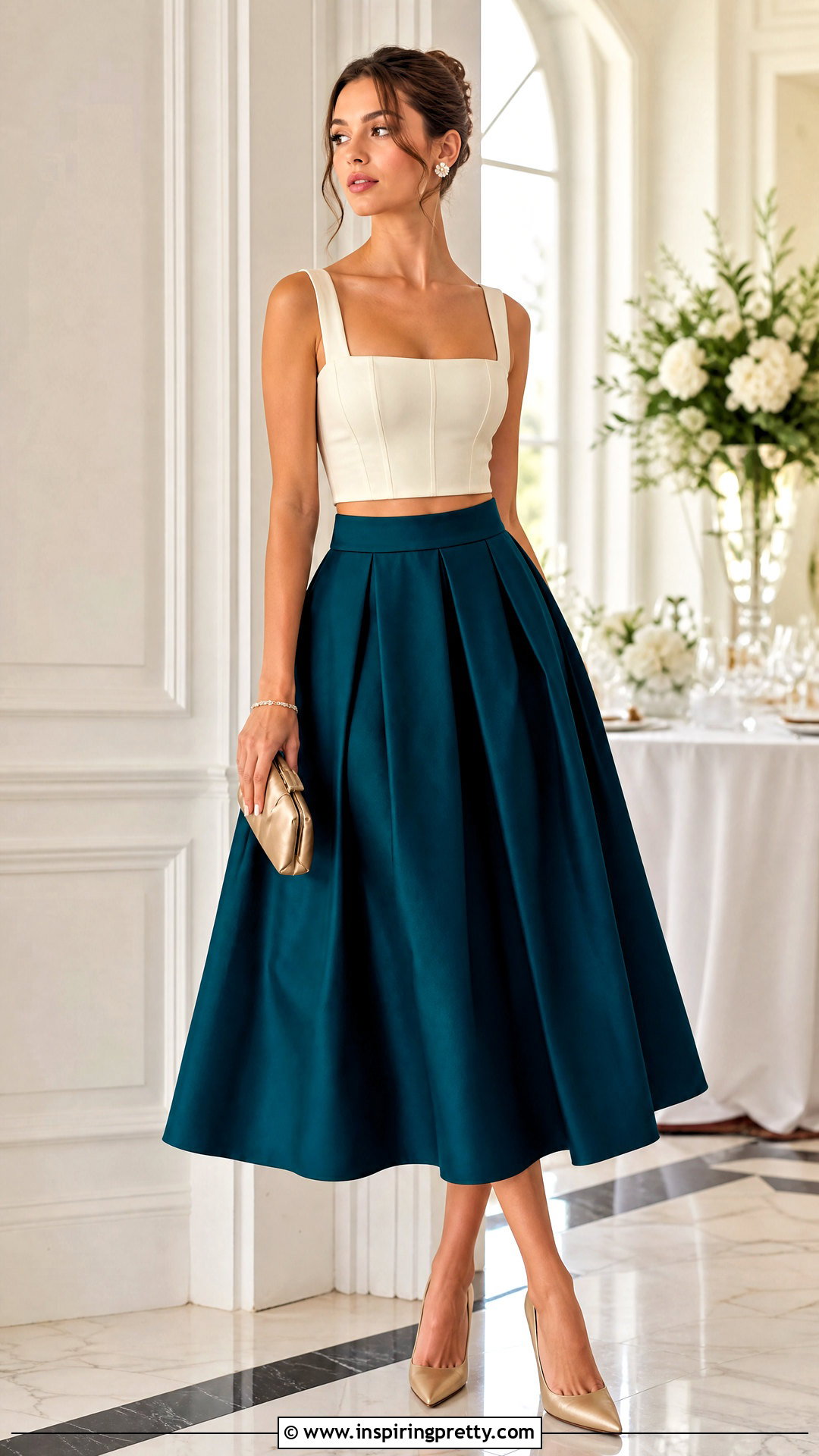 Alice And Olivia Crop Top With A Full Skirt - 20 alice and olivia crop top outfit ideas