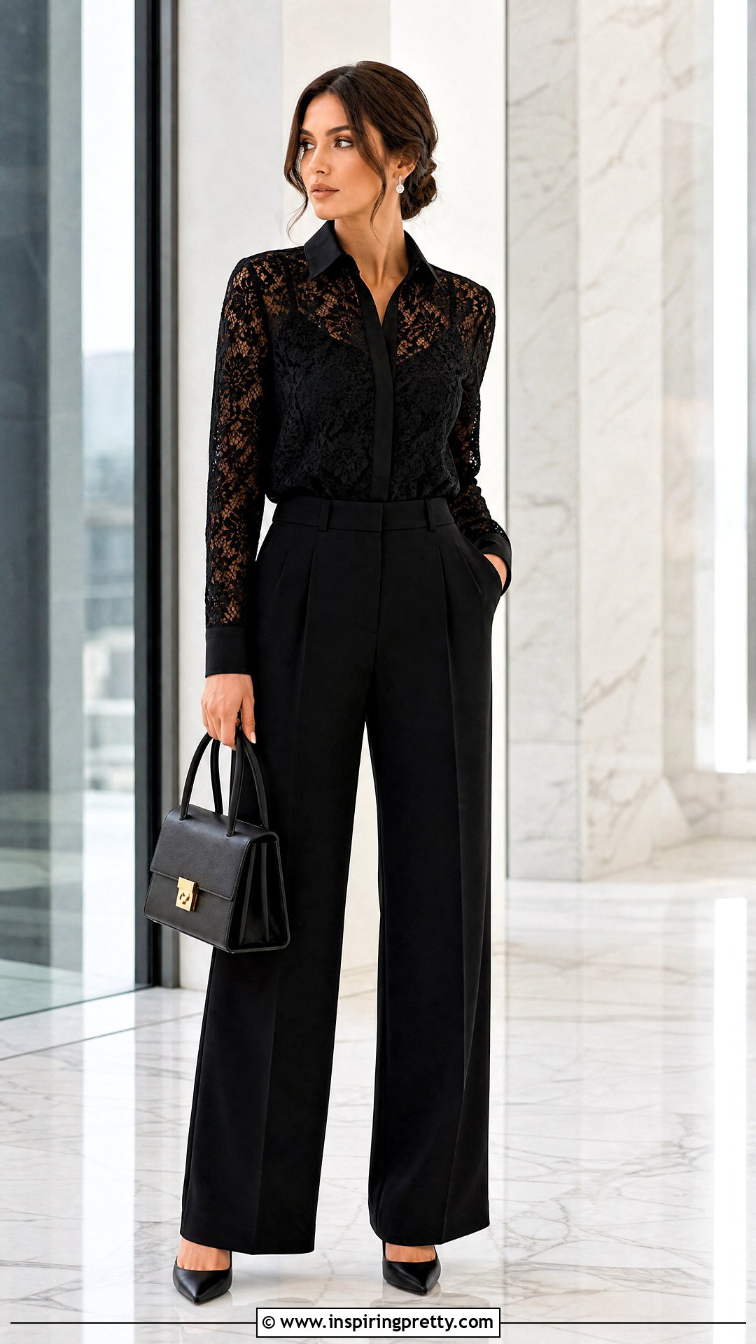 All Black Lace Top Outfit - 50 Lace Top Outfit Aesthetic Ideas