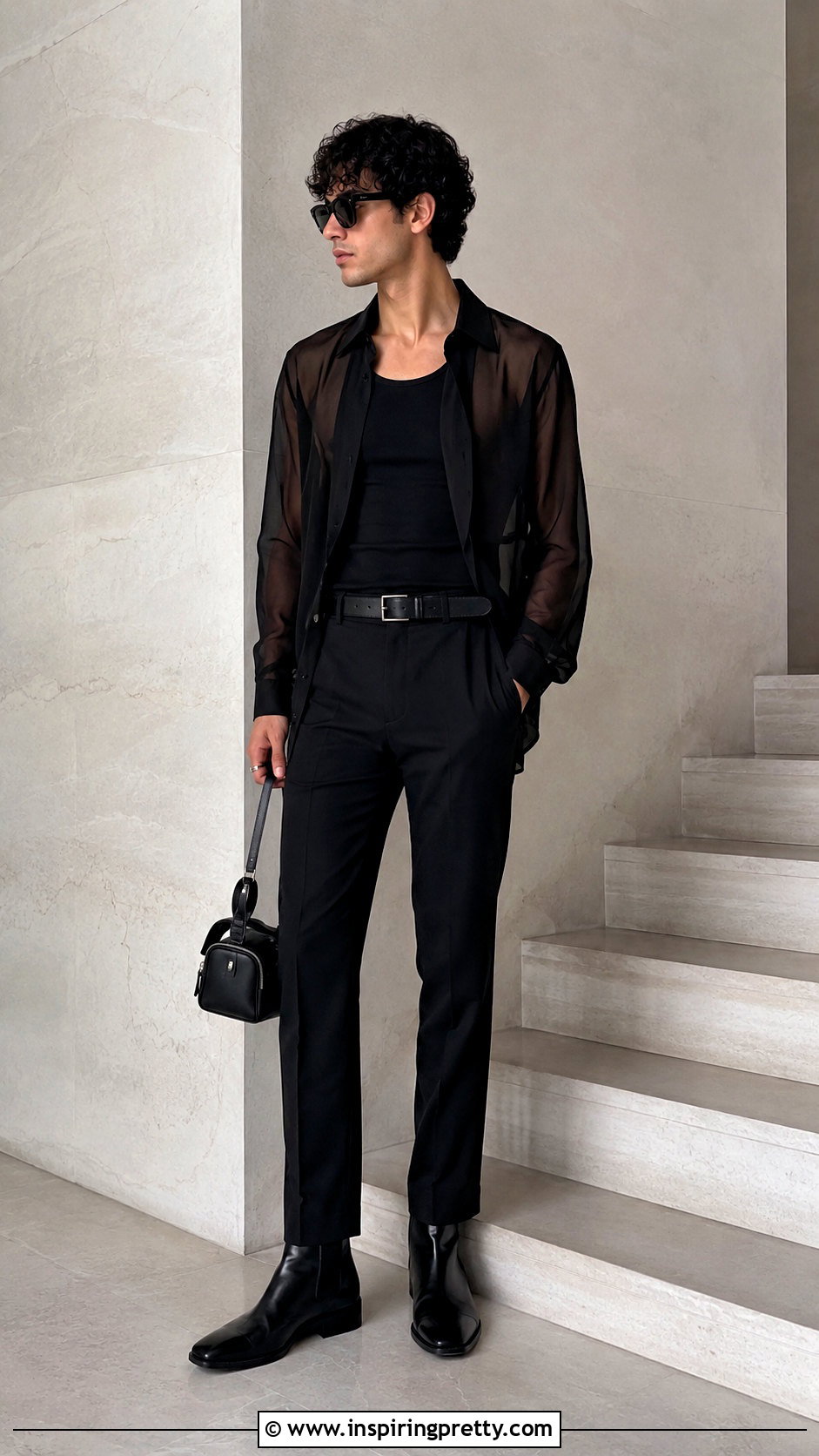 All Black Sheer Top Outfit - 25 Black Sheer Top Men outfit ideas